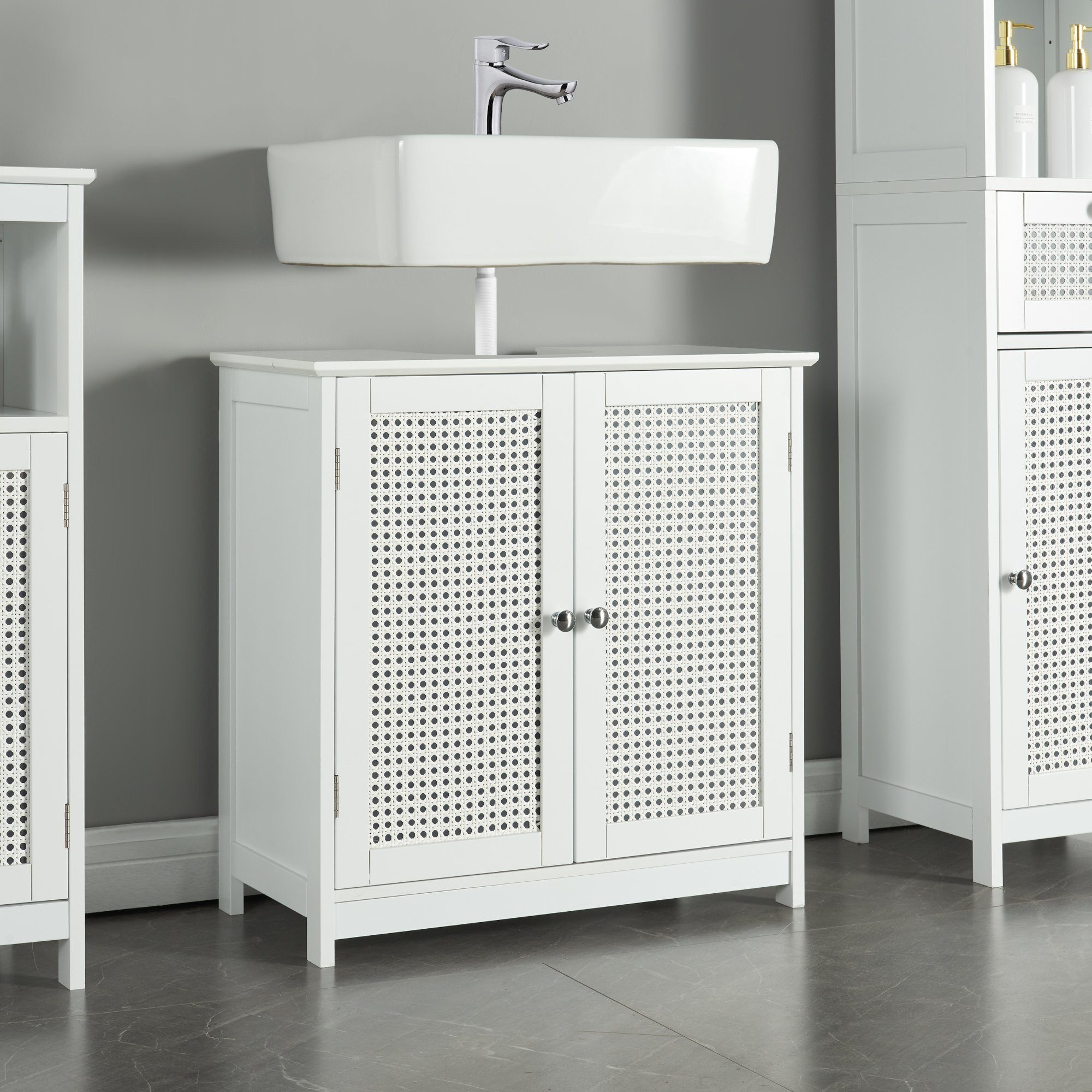 en.casa Waschbeckenunterschrank »Karlsøy« 60x60x30 cm Weiß günstig online kaufen