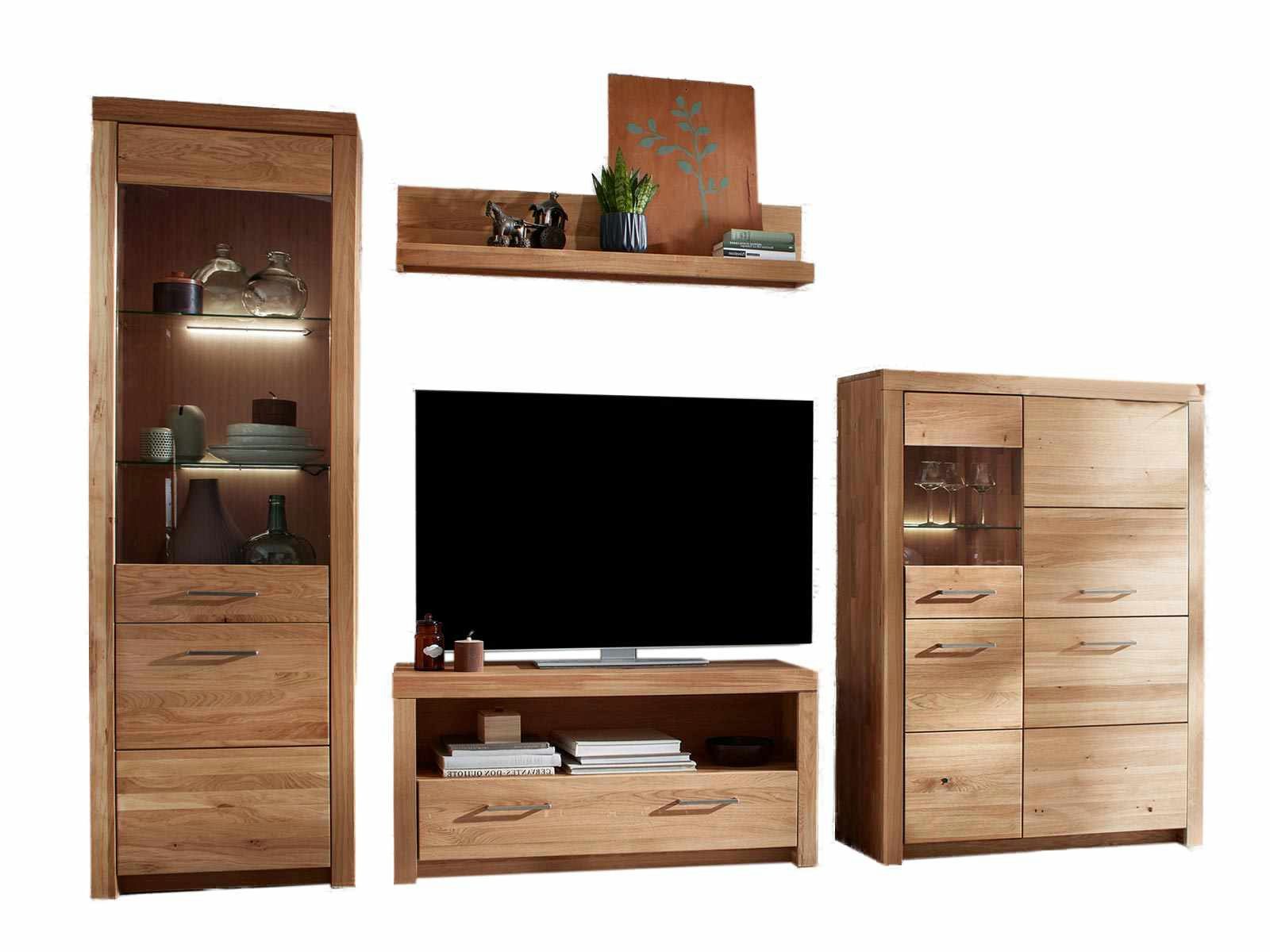Casamia Wohnwand Wohnwand Faro Wildeiche 4-teilig Massivholz 6-türig 1 Schublade