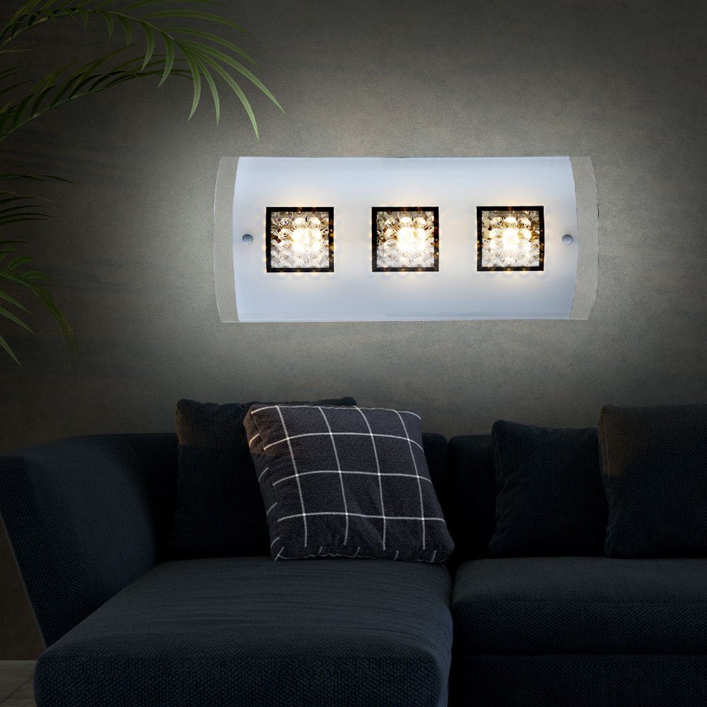 Glas cm LED LED-Leuchtmittel verbaut, chrom Wandleuchte Warmweiß, Wandleuchte, Kristall 40 Globo fest Wohnzimmerlampe Wandlampe LED H