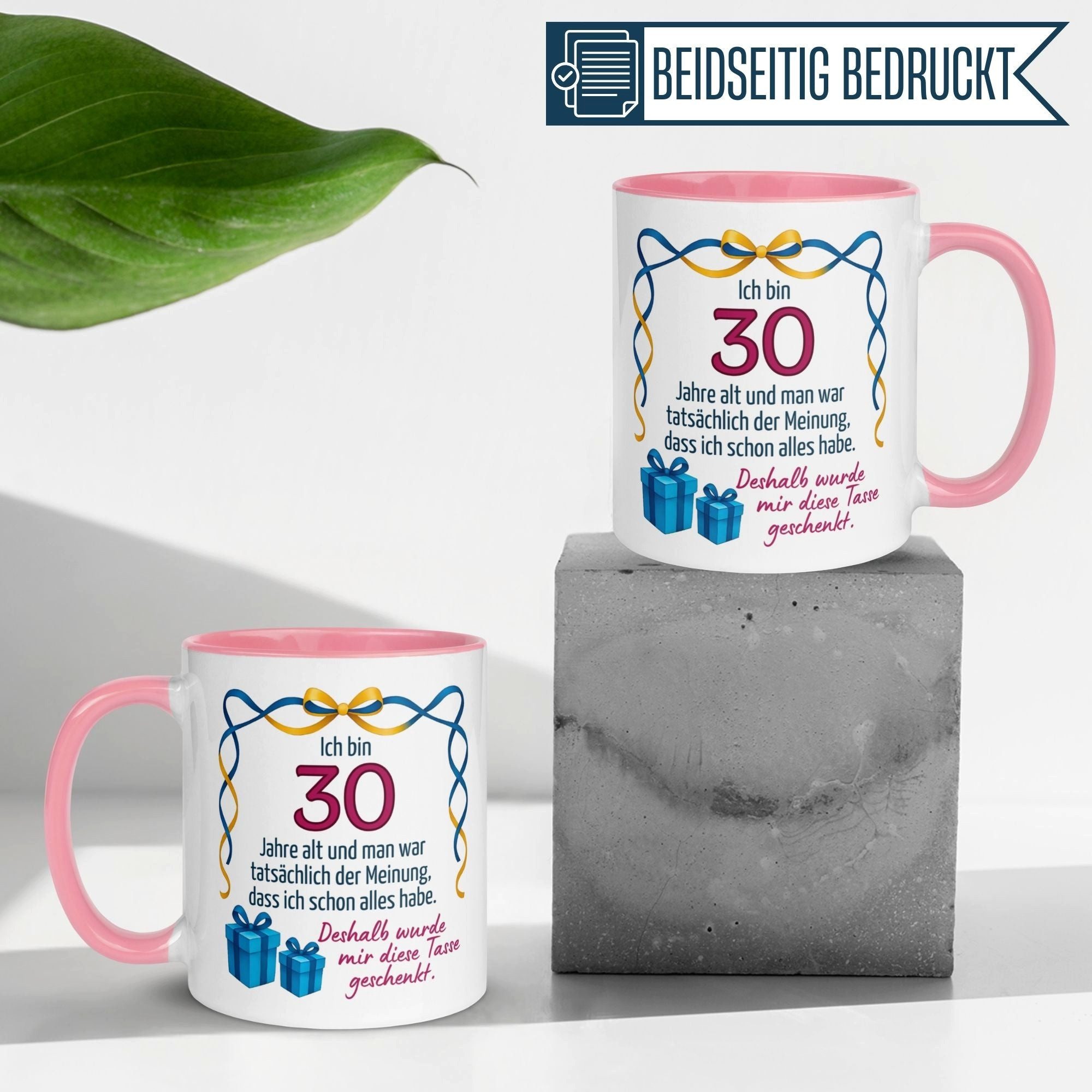 Momentals Tasse 30. Geburtstag Frau – Man war der Meinung – Geburtstagsgeschenk, Gratis Versand · Links-&Rechtshänder · Spülmaschinenfest