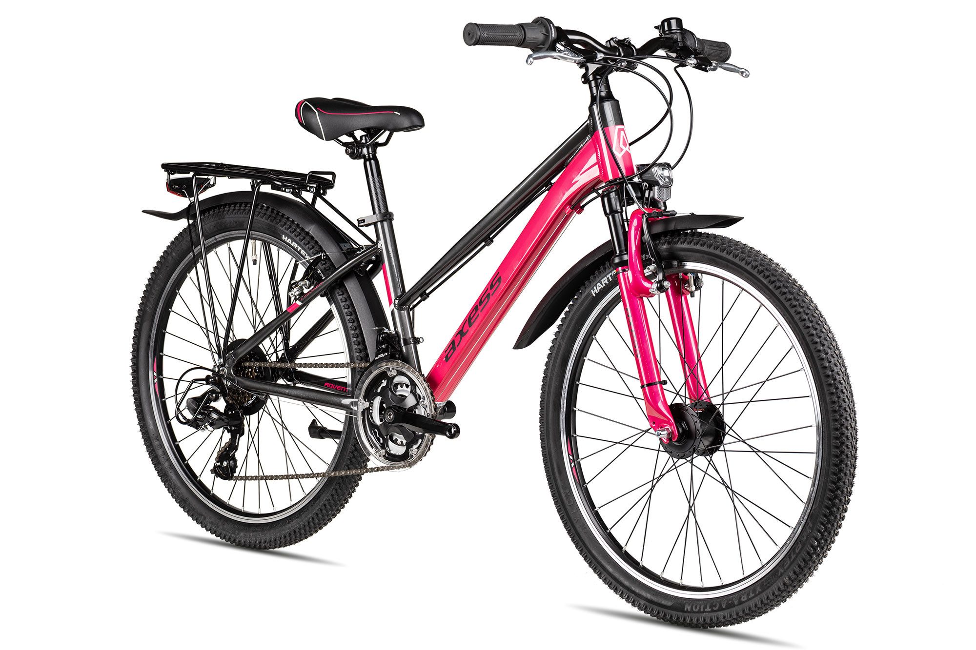Axess Kinderfahrrad Adventure 18 24 Trapez, 18 Gang Shimano Tourney 18 Schaltwerk, Kettenschaltung, Shimano Tourney 18 violett/rosa