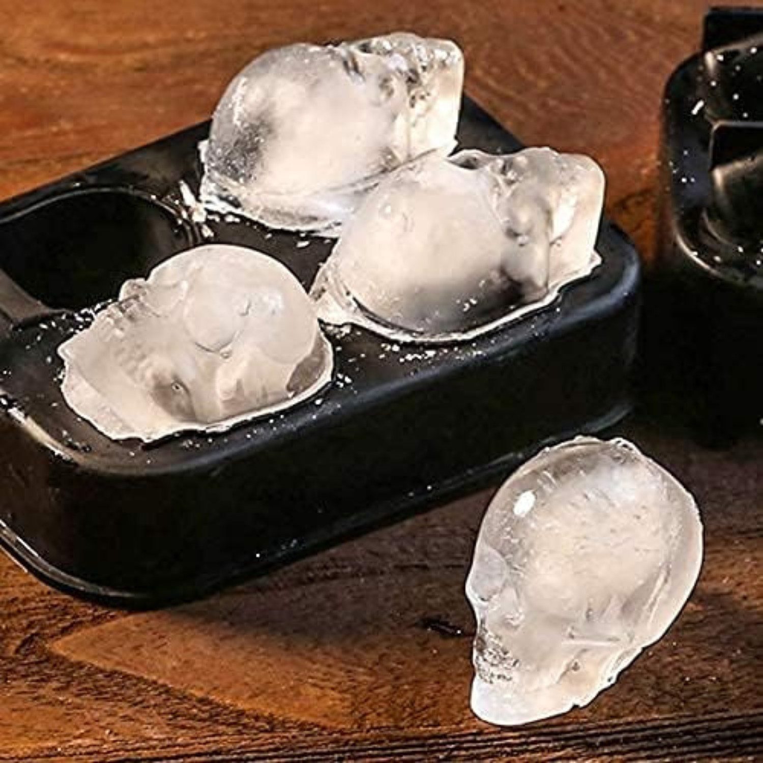 Geschenkehöhle Eiswürfelform 2x Totenkopf Eiswürfelform 3D Silikon BPA-frei, 8 Skull Ice Cubes, BPA-freies, lebensmittelechtes Silikon - FDA-zugelassen & geruchsfrei