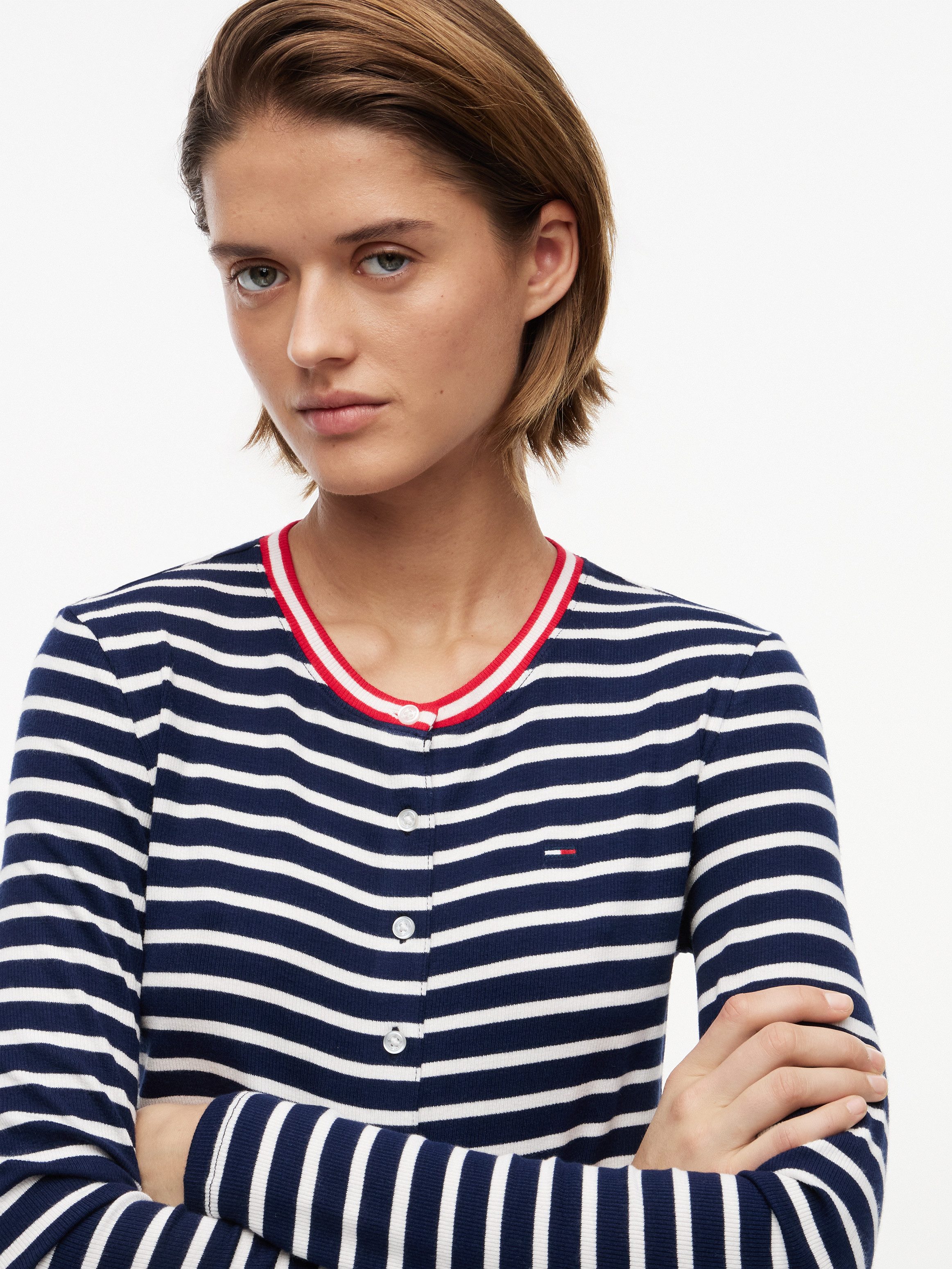 Tommy Jeans Shirtjacke TJW SLIM JERSEY LS CARDIGAN Viskosemischung, slim fit