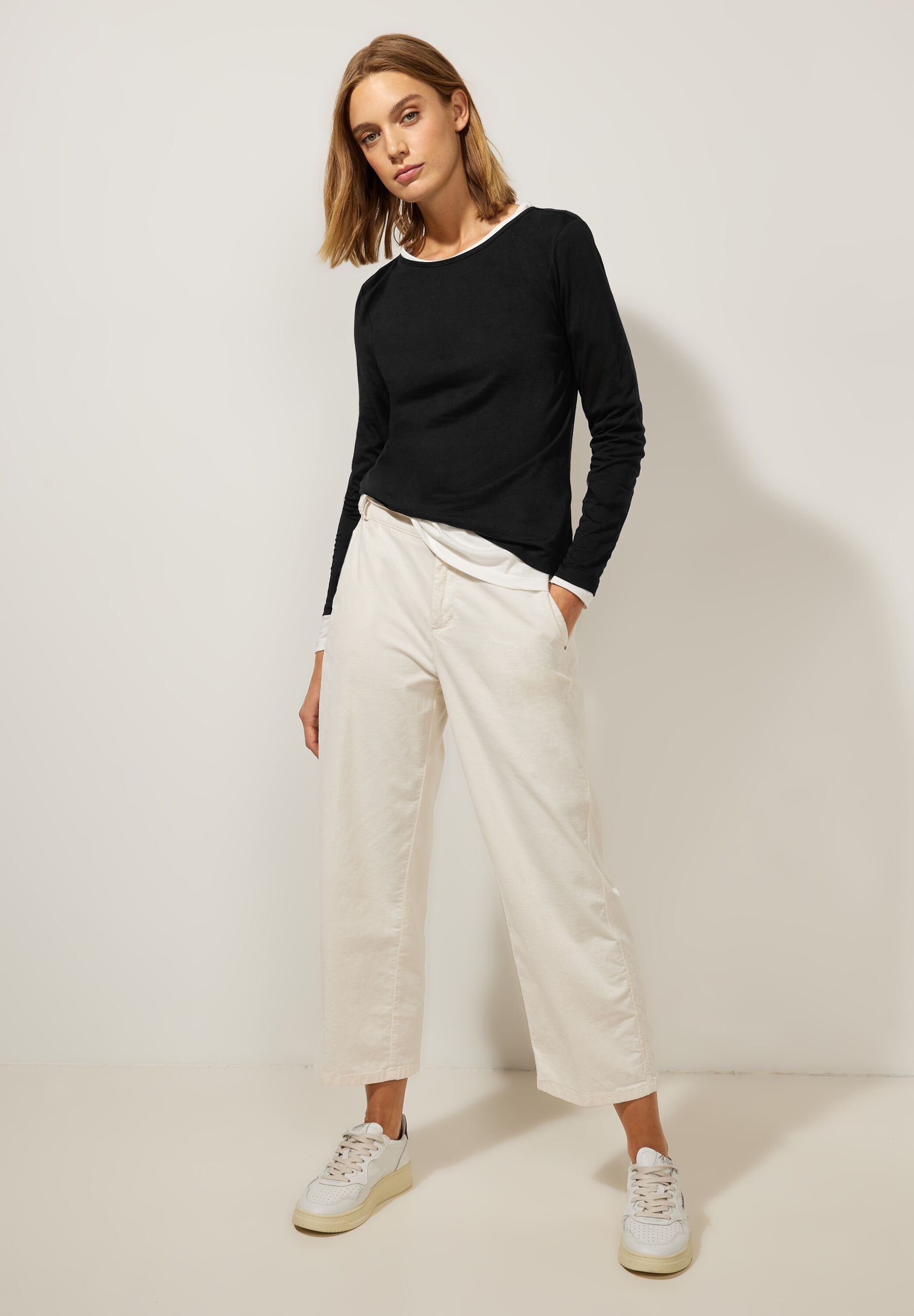 STREET ONE Langarmshirt in Unifarbe