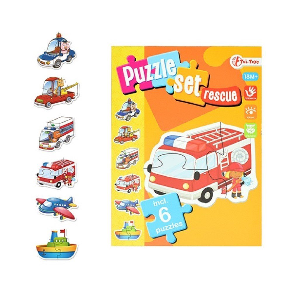 Toi-Toys Puzzle Baby Puzzle-Set Rettungsdienste 6 Fahrzeuge, Puzzleteile