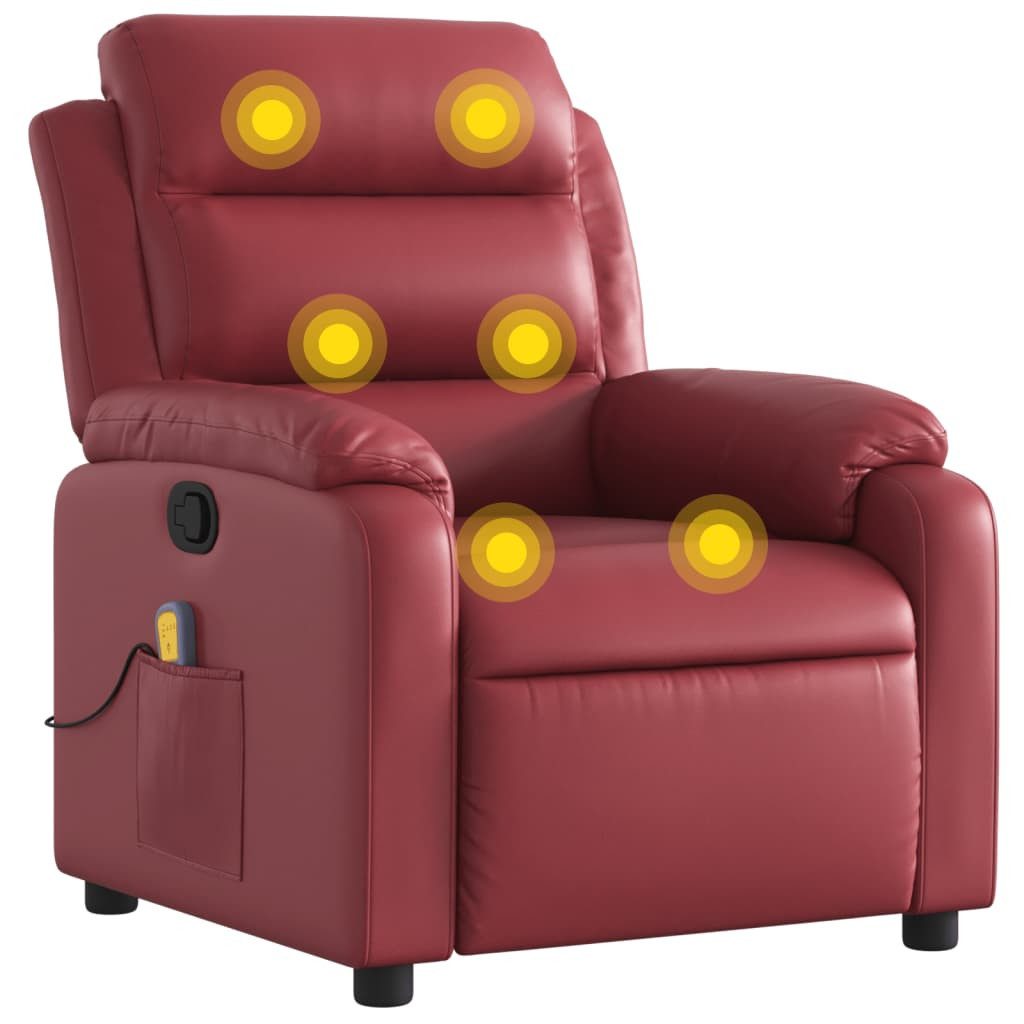 vidaXL Sessel Massagesessel Weinrot Kunstleder (1-St) günstig online kaufen