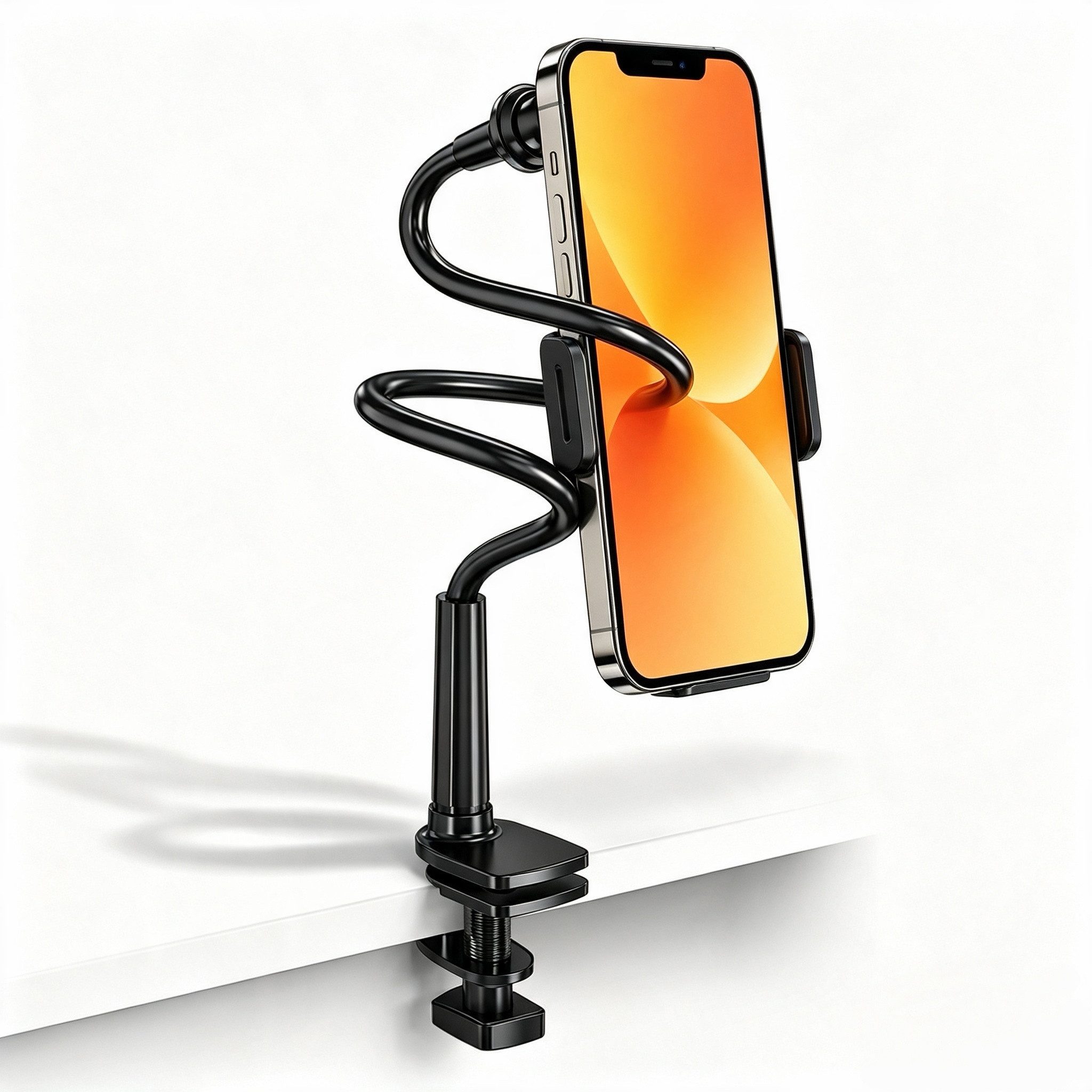 Fyrove Handy-Halterung Flexibler Schwanenhals Handyhalter mit Klemme, (360° drehbar Gooseneck Halterung für Bett & Schreibtisch, Praktisches Geschenk zum Geburtstag, Universeller Tablet Ständer 3,5–10,5 Zoll)