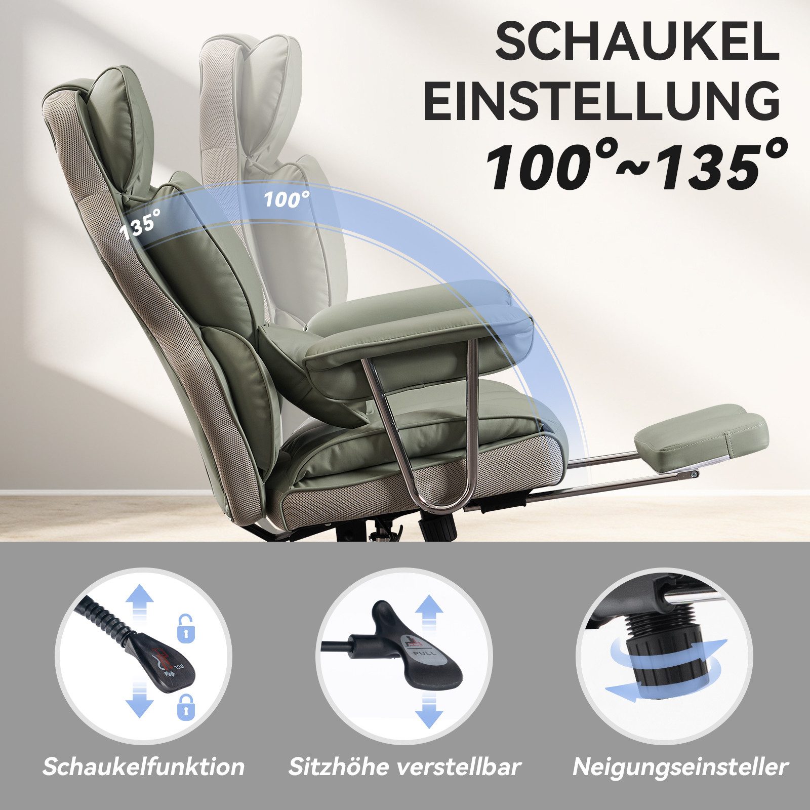EFOMAO Chefsessel Ergonomischer Executive, PU-Kunstleder Bürodrehstuhl, günstig online kaufen