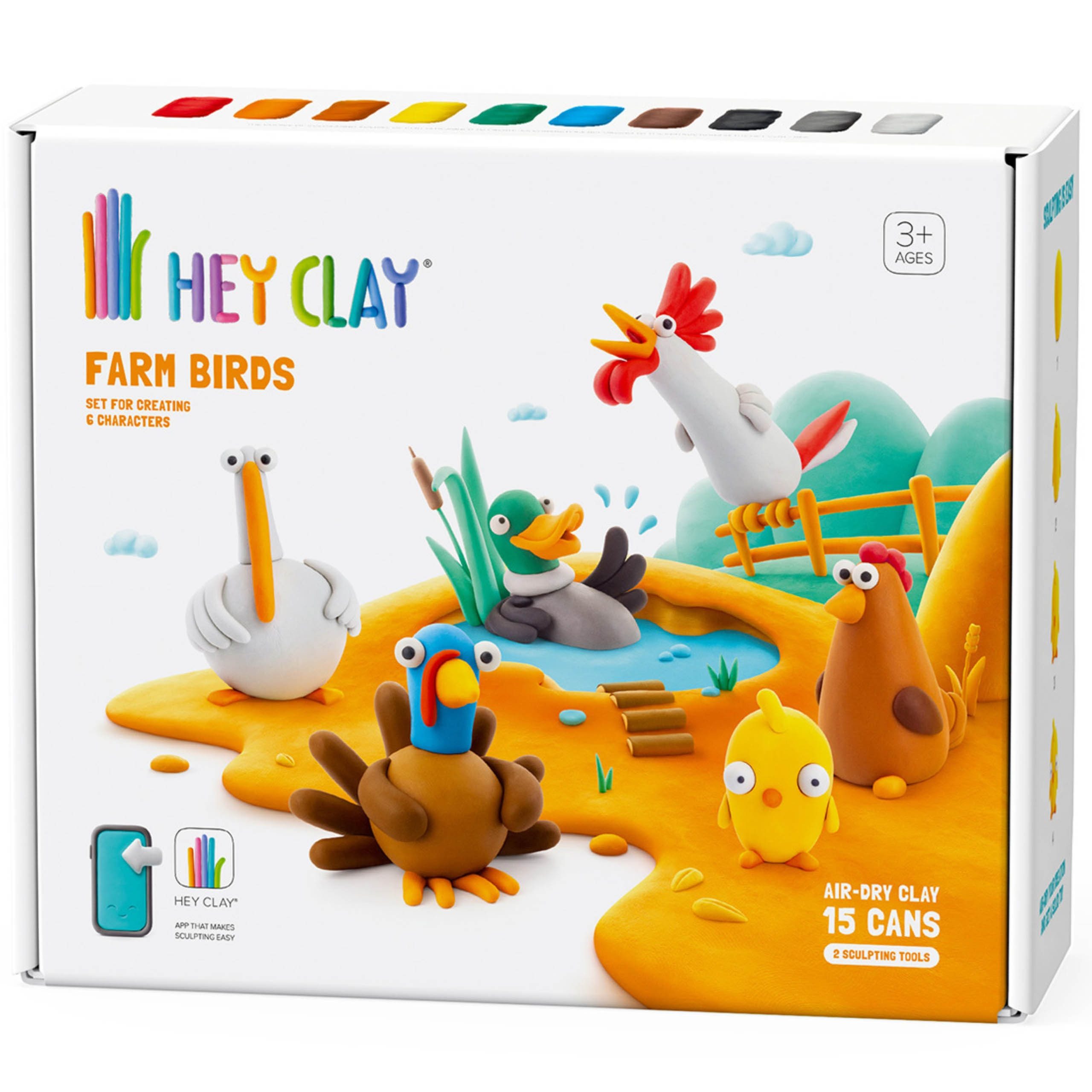 Hey Clay Modelliermasse Hey Clay Vögel Bauernhof, Spielknete, Modelliermasse 15 Farben
