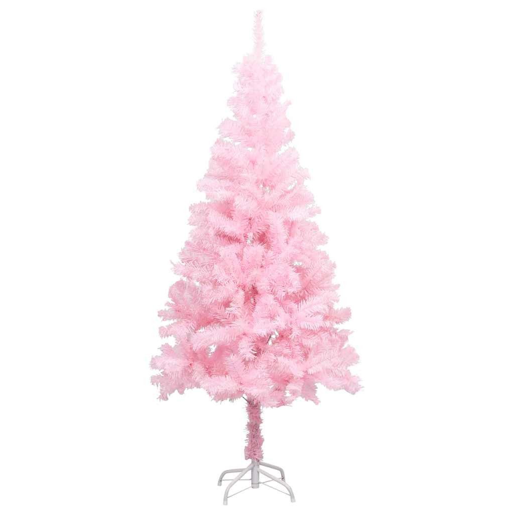 vidaXL Künstlicher Weihnachtsbaum Künstlicher Weihnachtsbaum mit Beleuchtung & Kugeln Rosa 180cm