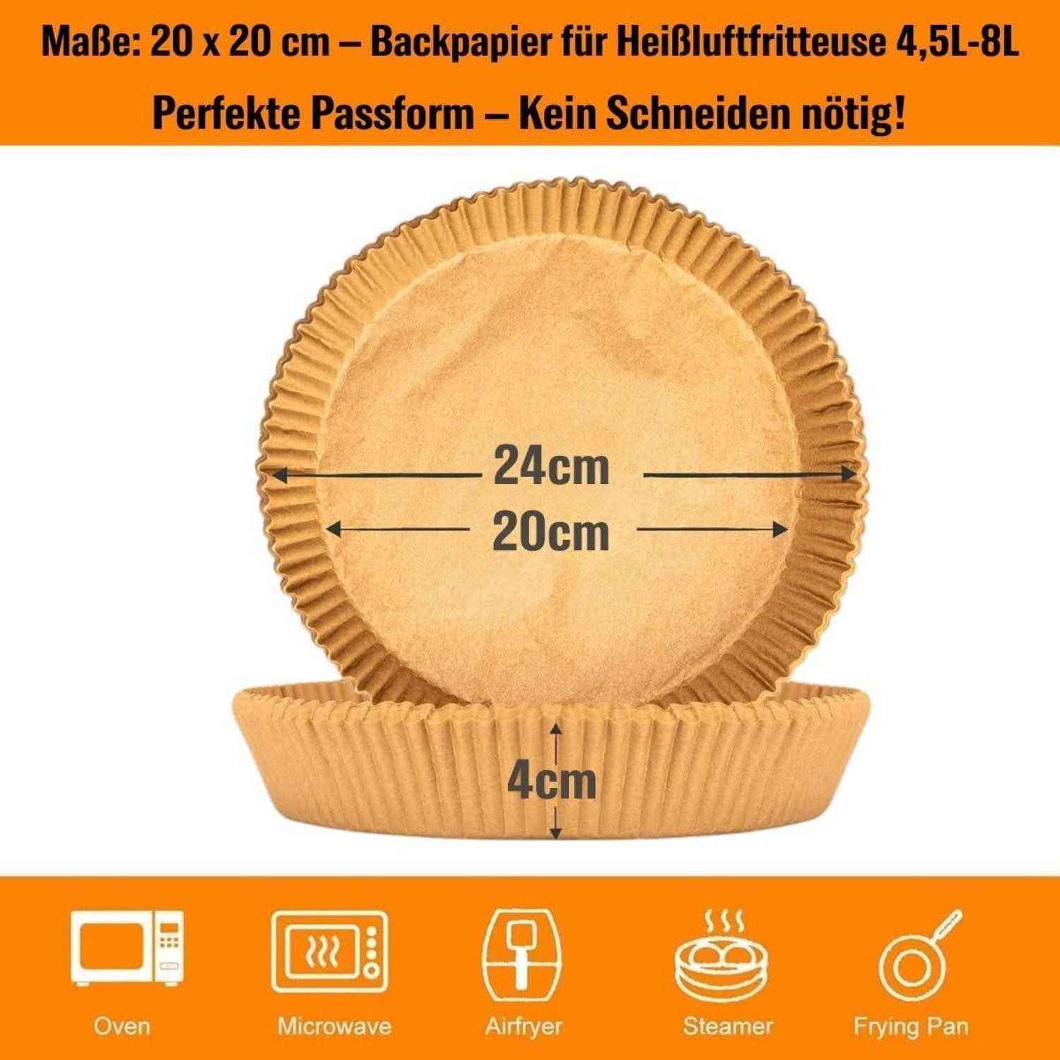 LuxusKollektion Backpapier Backpapier Airfryer Einweg Antihaft Ölfest Rund – 20 cm – 100x