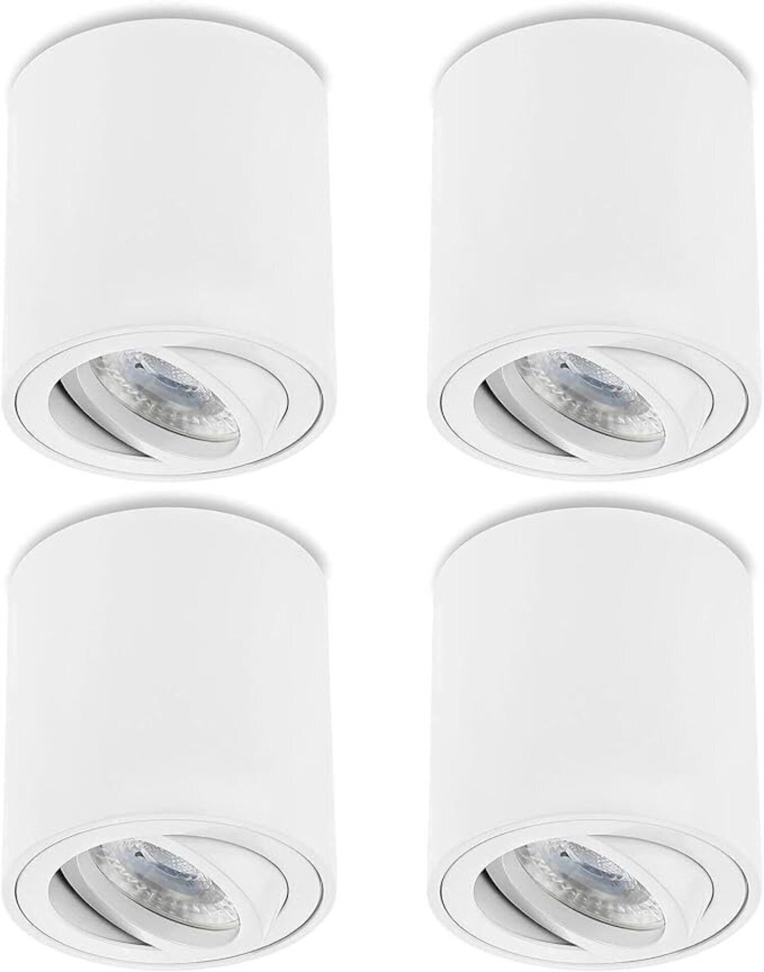 Sweet LED LED Aufbaustrahler Aufbauspot GU10 Alu Deckenspots weiß 80x84mm 7W warmweiß 230V 4er, LED wechselbar, Warmweiß, LED Deckenlampe, Deckenspot, Deckenstrahler, Strahler