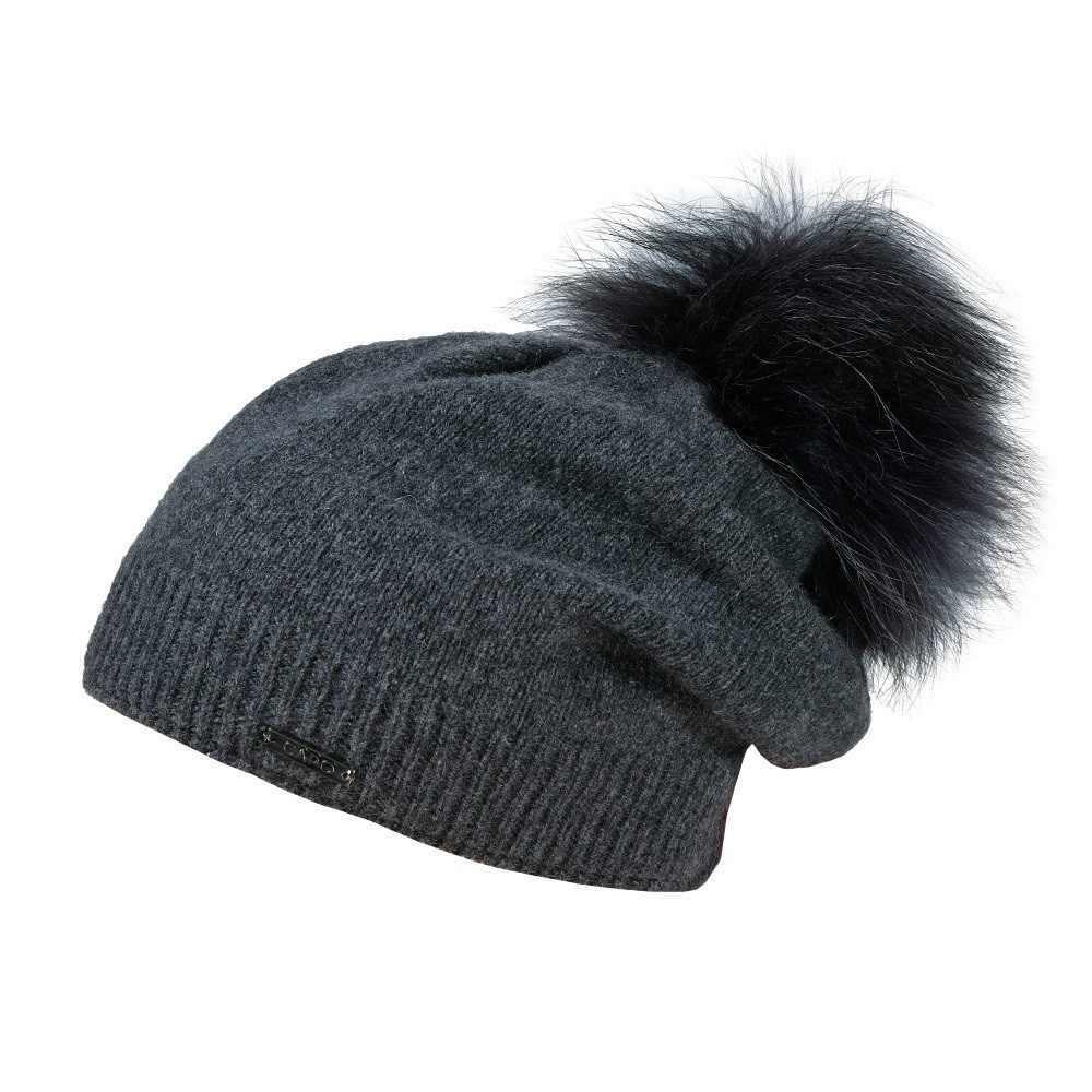 CAPO Strickmütze Strickmütze, Kaschmir Kunstfellpompon, Fleecestreifen günstig online kaufen