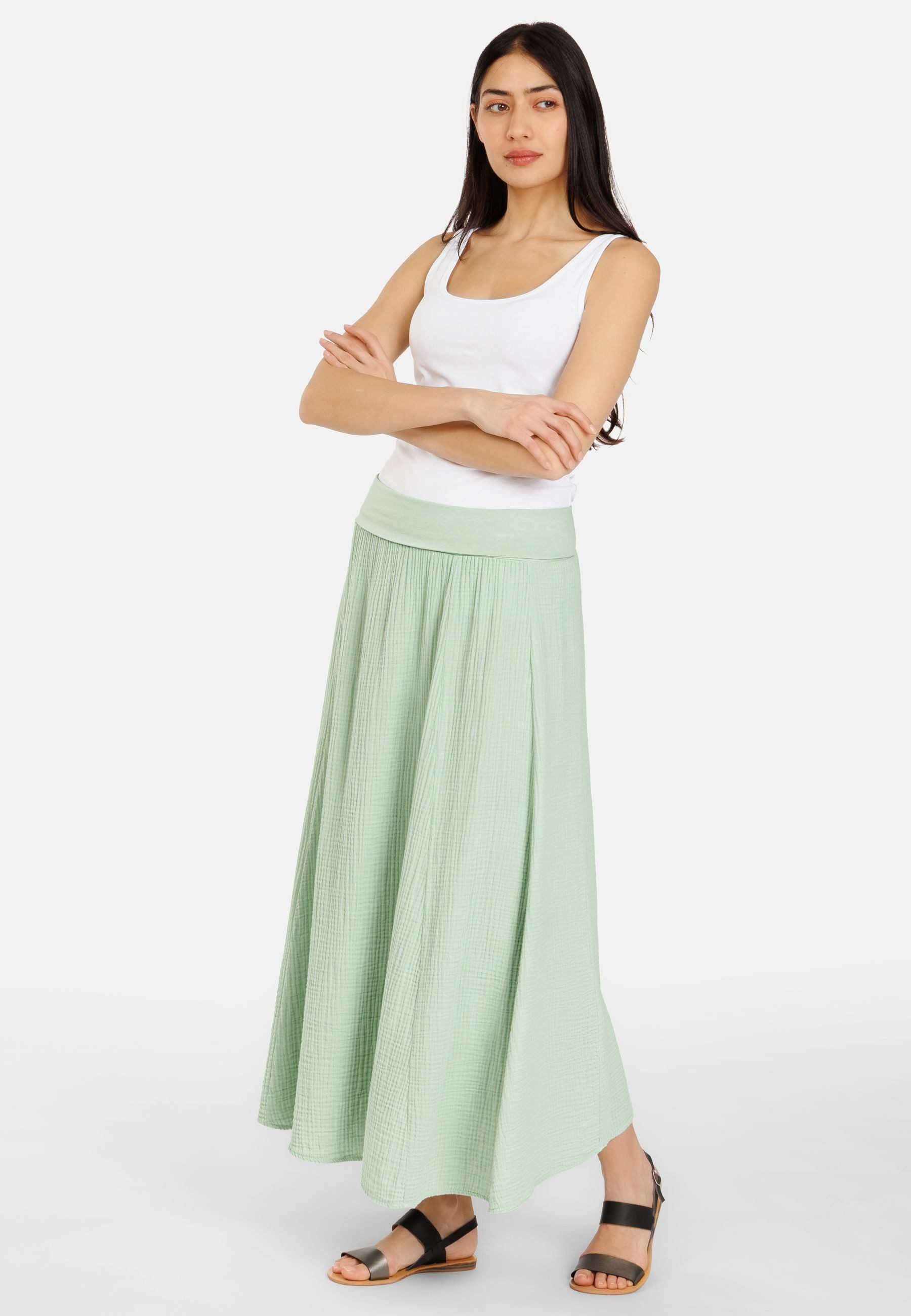Caspar Maxirock Damen Musselin Maxi Rock lang 100% Baumwolle Made in Italy - Ro036 – Bild 2 von 5