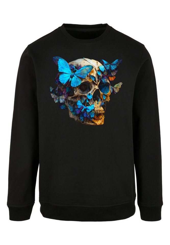 F4NT4STIC Kapuzenpullover Schmetterling Skull CREW Print