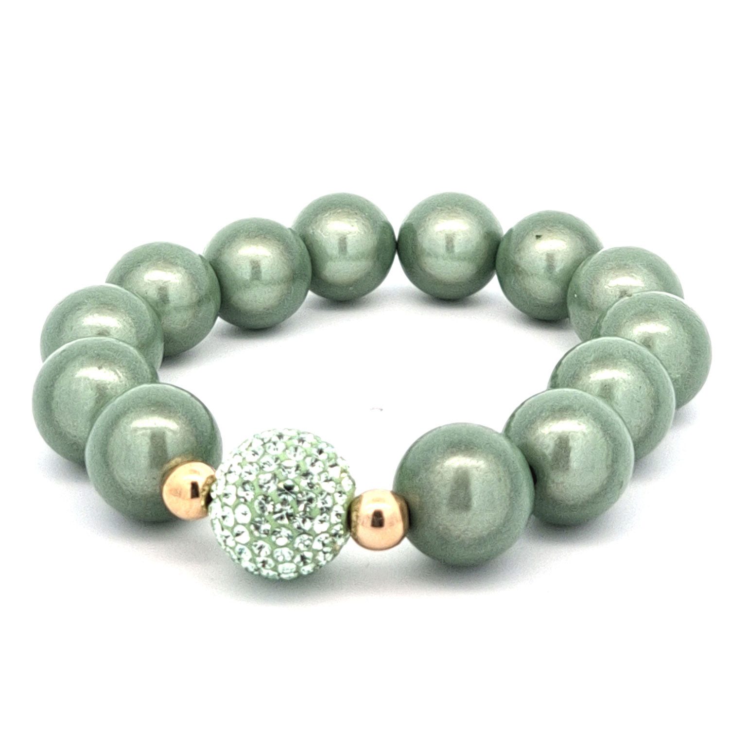 Impala Perlenarmband Glanzvolles 14-mm Perlenarmband mit funkelnder Shamballa-Perle