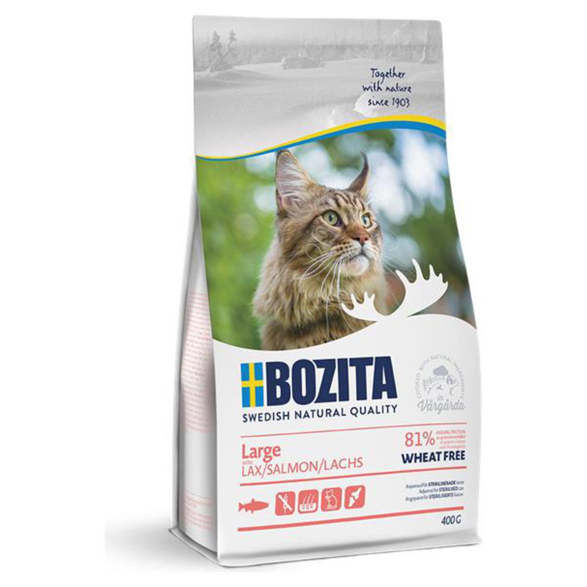 Bozita Large Wheat free Salmon 400 g, Trockenfutter für: Katze