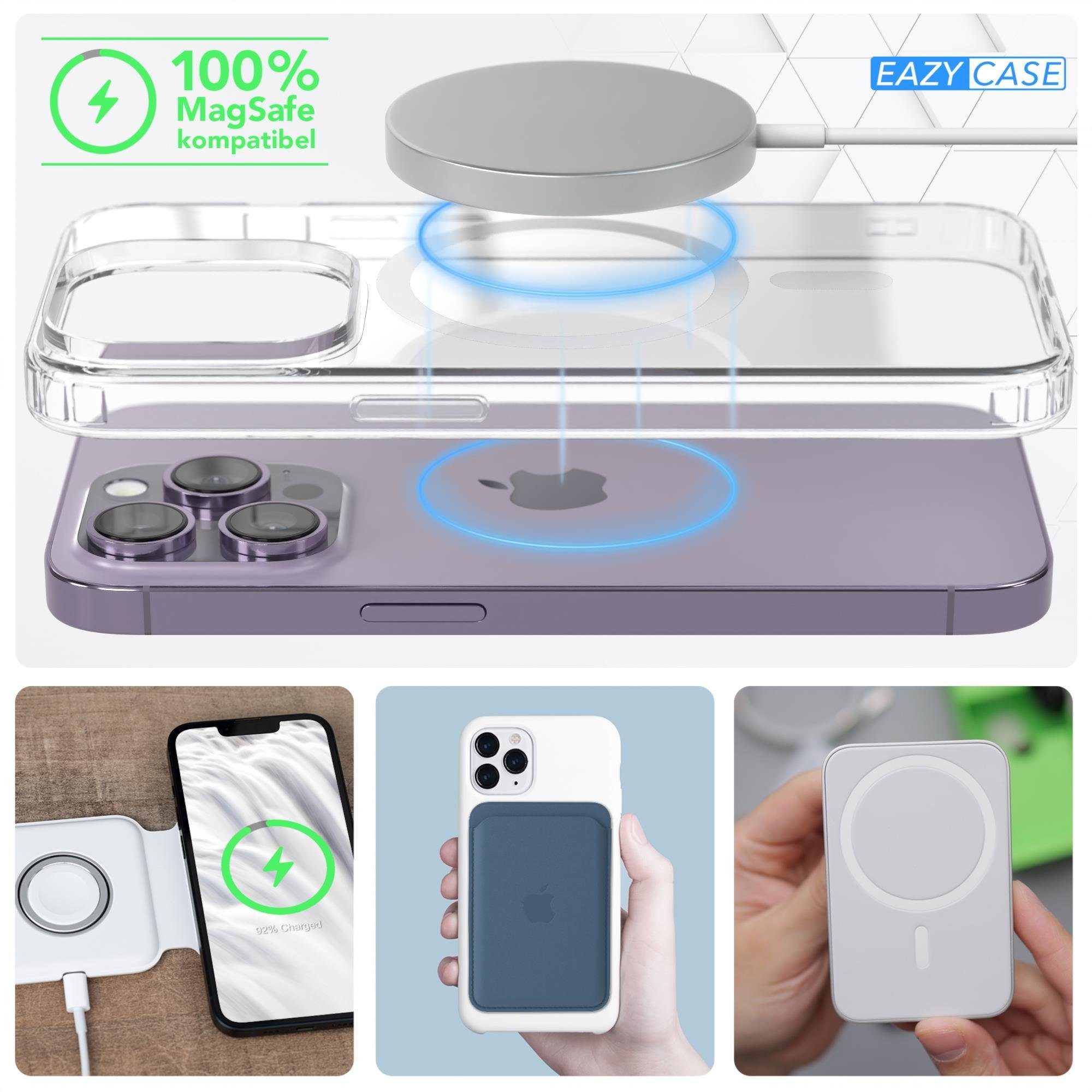 EAZY CASE Handyhülle Transparente Hülle mit MagSafe für iPhone 14 Pro 6,1 Zoll, Back Cover, Bumper Case, Handy Schutzhülle Kameraschutz, Durchsichtig