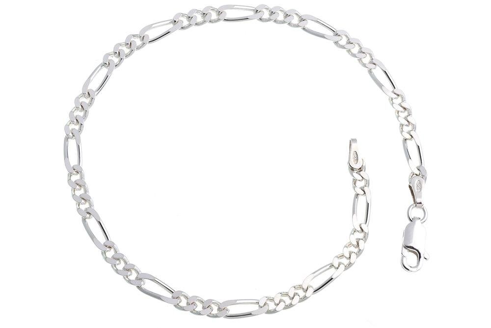 Silberkettenstore Silberarmband Figarokette Armband 3,4mm - 925 Silber, Länge wählbar von 16-25cm