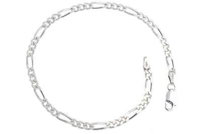 Silberkettenstore Silberarmband Figarokette Armband 3,4mm - 925 Silber, Довжина wählbar von 16-25cm