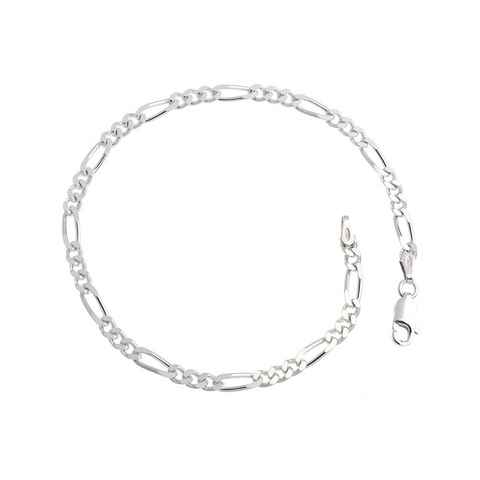Silberkettenstore Silberarmband Figarokette Armband 3,4mm - 925 Silber, Länge wählbar von 16-25cm
