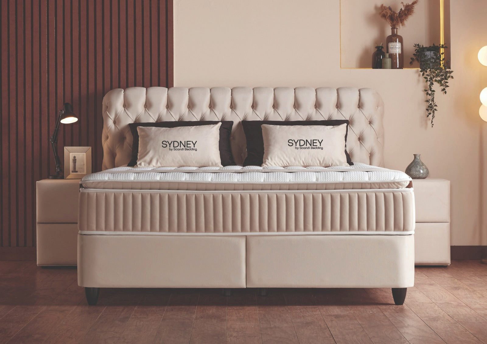 abc bedding Boxspringbett SYDNEY - Luxus Stauraumbett, Boxbett Komfortbett (Funktionsbett mit Bettkasten 140x200 bis 180x200 cm), Voll-orthopädisches Doppelbett Beige - Premium Schlafkomfort