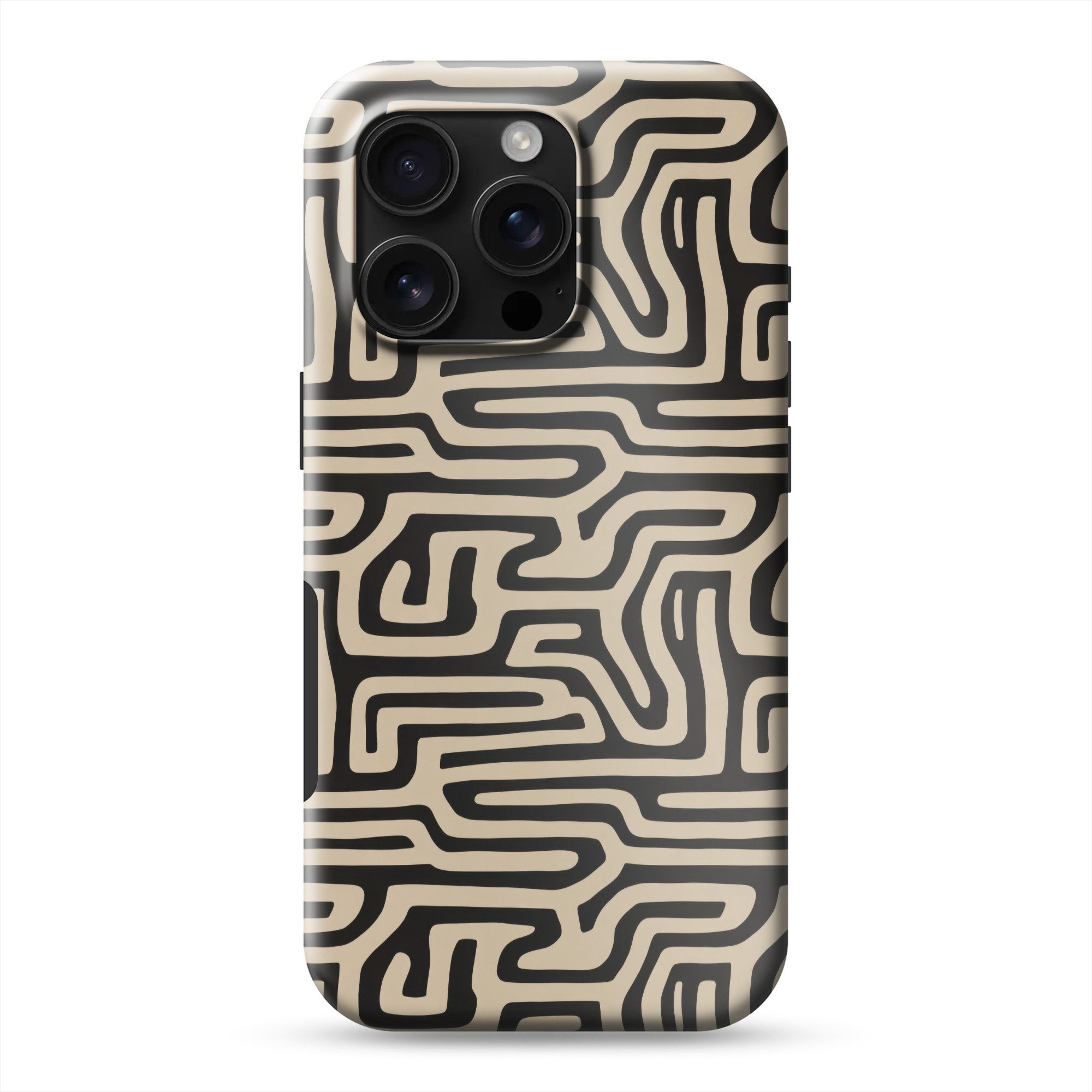 OnlyWow Handyhülle Magsafe für Apple iPhone 16 Pro Grafik - Linien - Schwarz, Handy Case, Hardcase, Stoßfest, Bumper Case