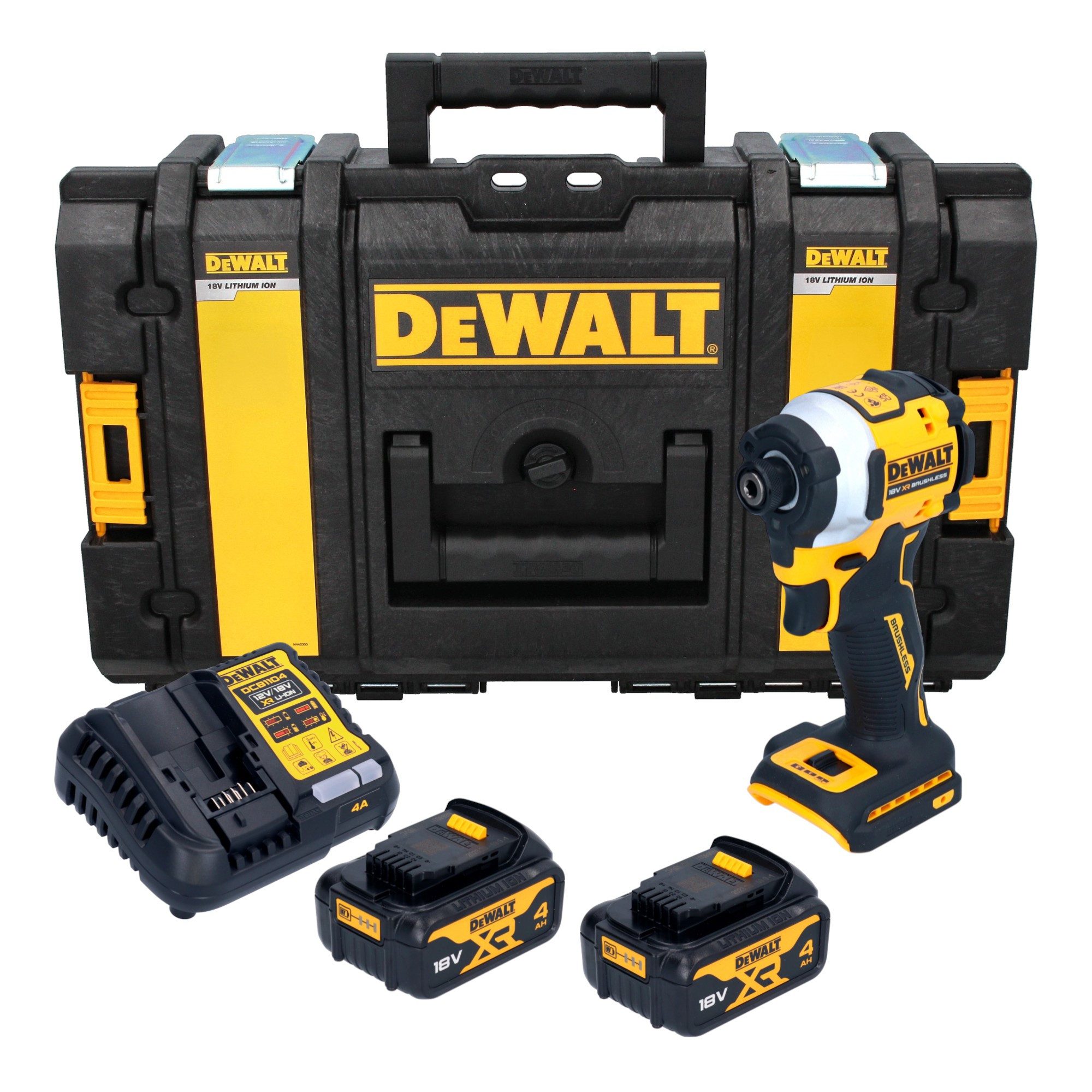 DeWalt Akku-Schlagschrauber DCF 850 M2 18 V 205 Nm 1/4" Brushless + 2x Akku 4,0 Ah + Ladegerät
