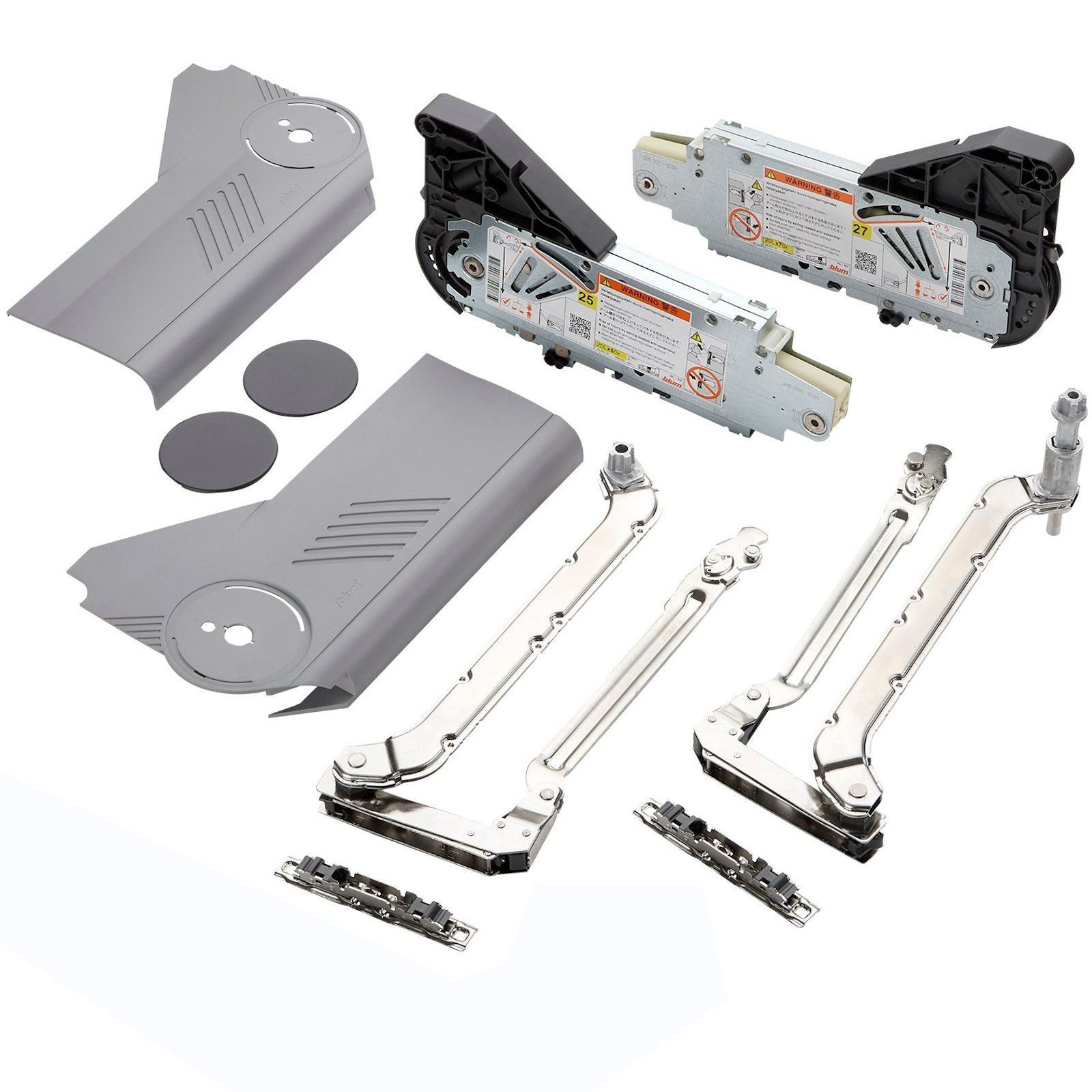 blum Möbelbeschlag Aventos HL Hochliftklappe inkl. Abdeckkappen (Set, 1 St), hellgrau, für max. Frontgewicht 2,75 – 6,75 kg