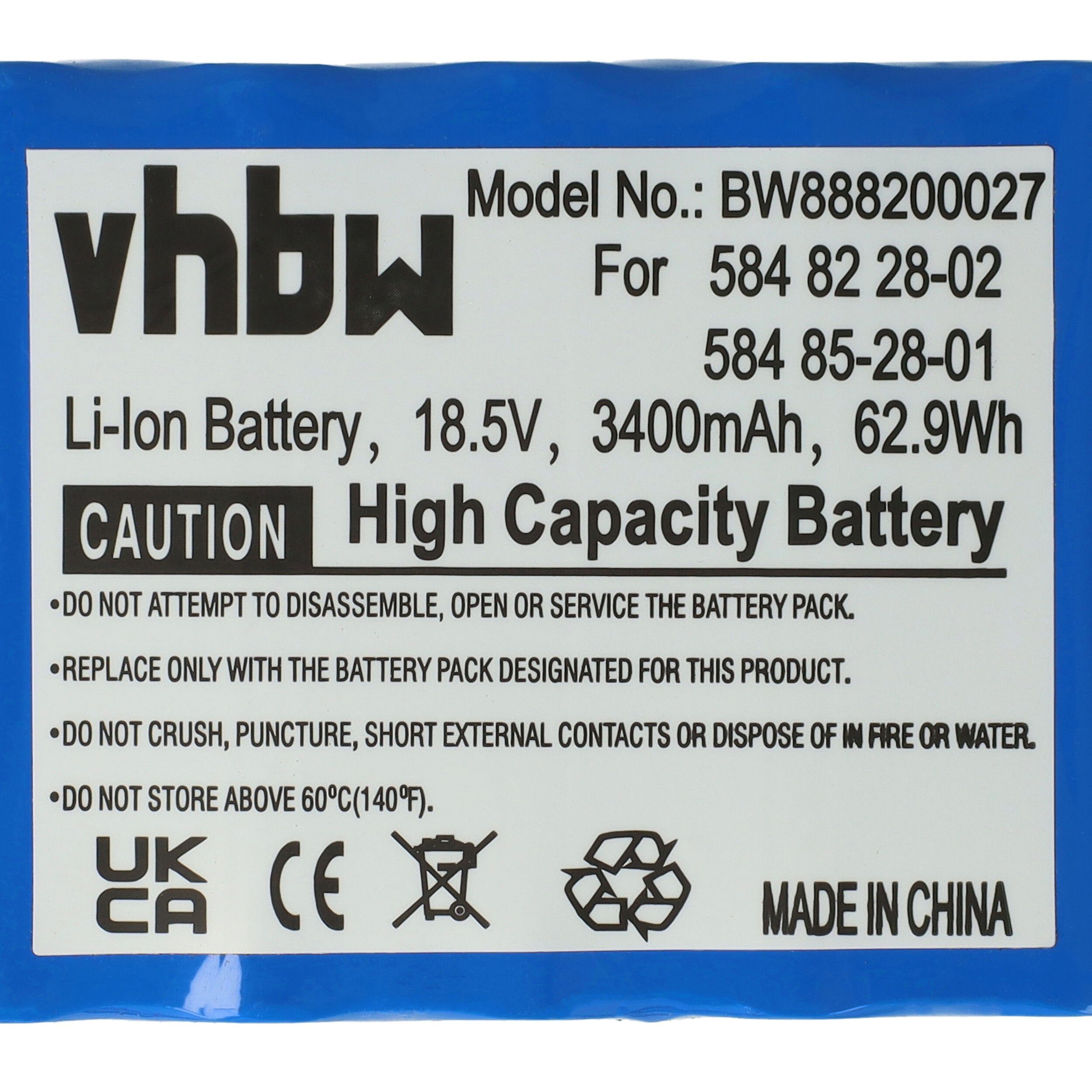 vhbw kompatibel Sileno+ Li-Ion Akku (18,5 mAh Gardena 4050 mit V) 3400 Sileno