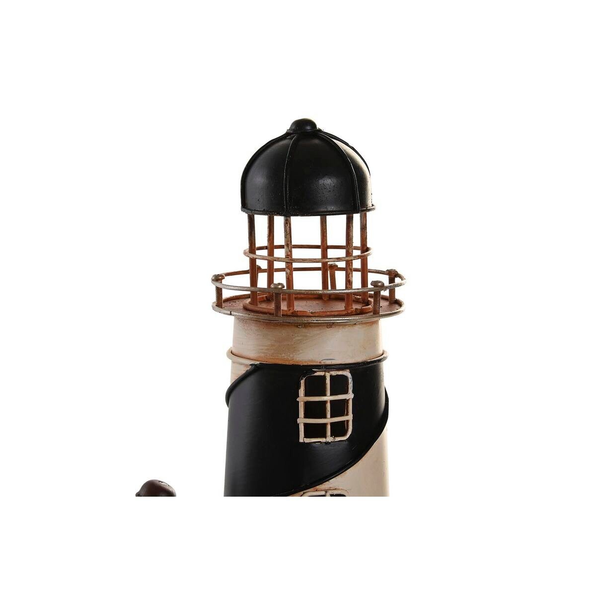 325 Leuchtturm Home 14 2 Vintage Metall Schwarz cm Decor x Tischuhr Rot Uhr x DKD 255