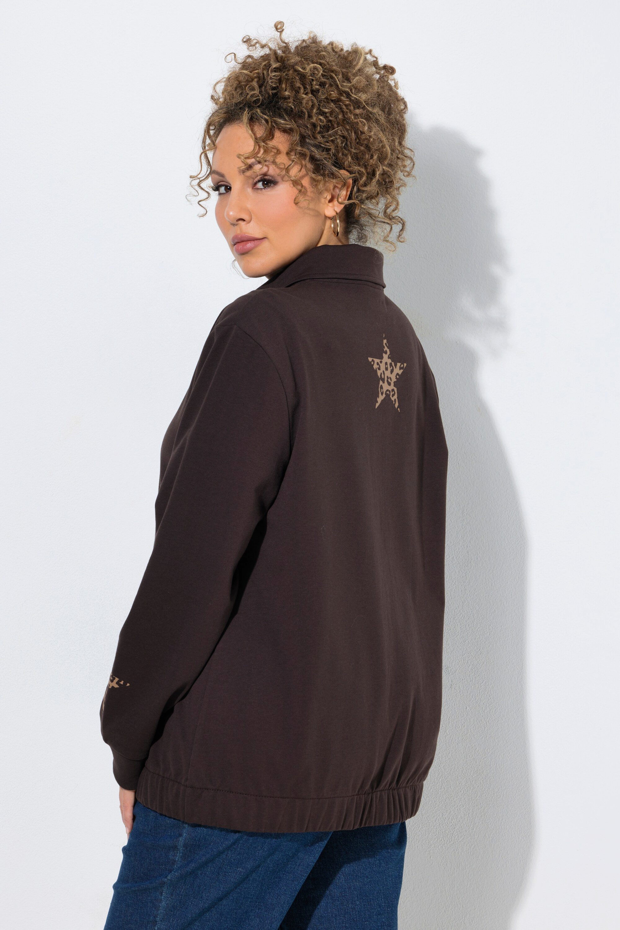 Ulla Popken Sweatjacke Sweatjacke Sterne Troyerkragen Langarm – Bild 3 von 4