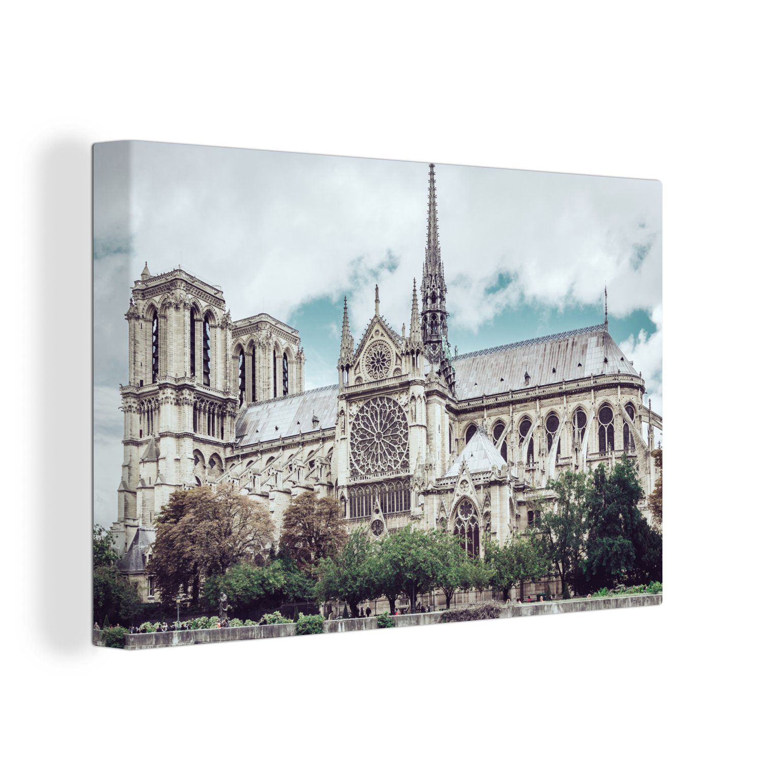 OneMillionCanvasses® Leinwandbild Blick auf die Kathedrale Notre-Dame in Paris, (1 St), Wandbild Leinwandbilder, Aufhängefertig, Wanddeko, 30x20 cm