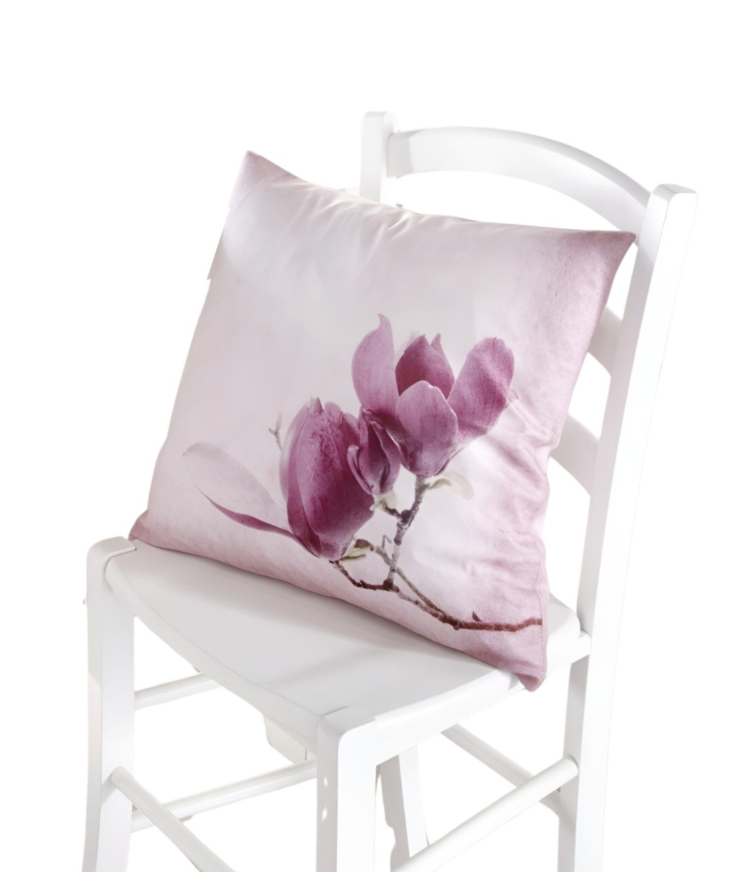 Dekoleidenschaft Kissenhülle "Tulpenmagnolie" in Samt Optik, rosa, 45x45 cm, Kissenbezug Sofakissen, Couchkissen Bezug, Zierkissenhülle, Kuschelkissen Dekikissen Hülle