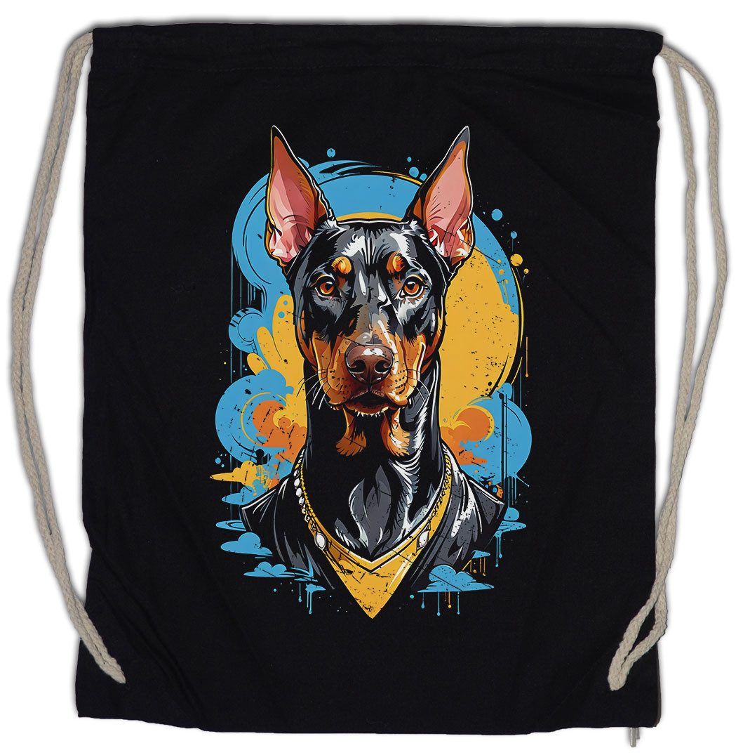Urban Backwoods Turnbeutel Dobermann Art Turnbeutel Wachhund Hundesport Doberman Pinscher Hund (1-tlg), Dog Breed Pet Rasse