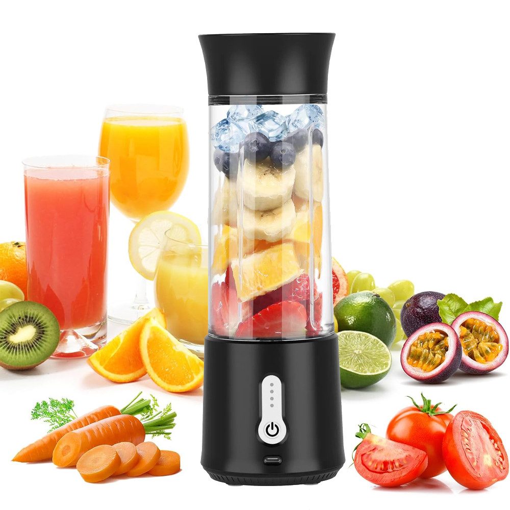 Smoothie-Maker Tragbarer Mixer Mini Maker, 500ml USB Aufladung Smoothie mit 6 Klingen