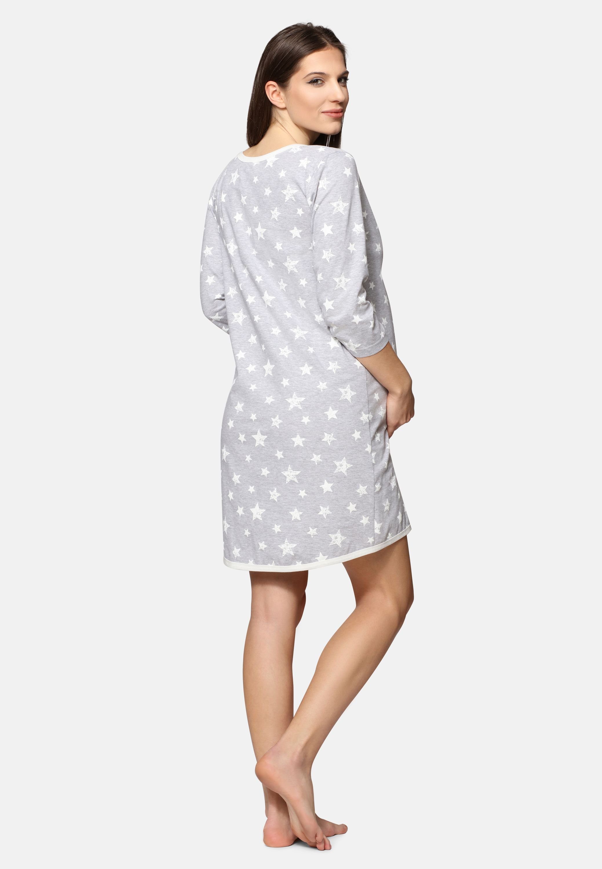 Be Mammy Umstandsnachthemd Damen Umstands Nachthemd mit Stillfunktion BE20-176 (1-tlg)