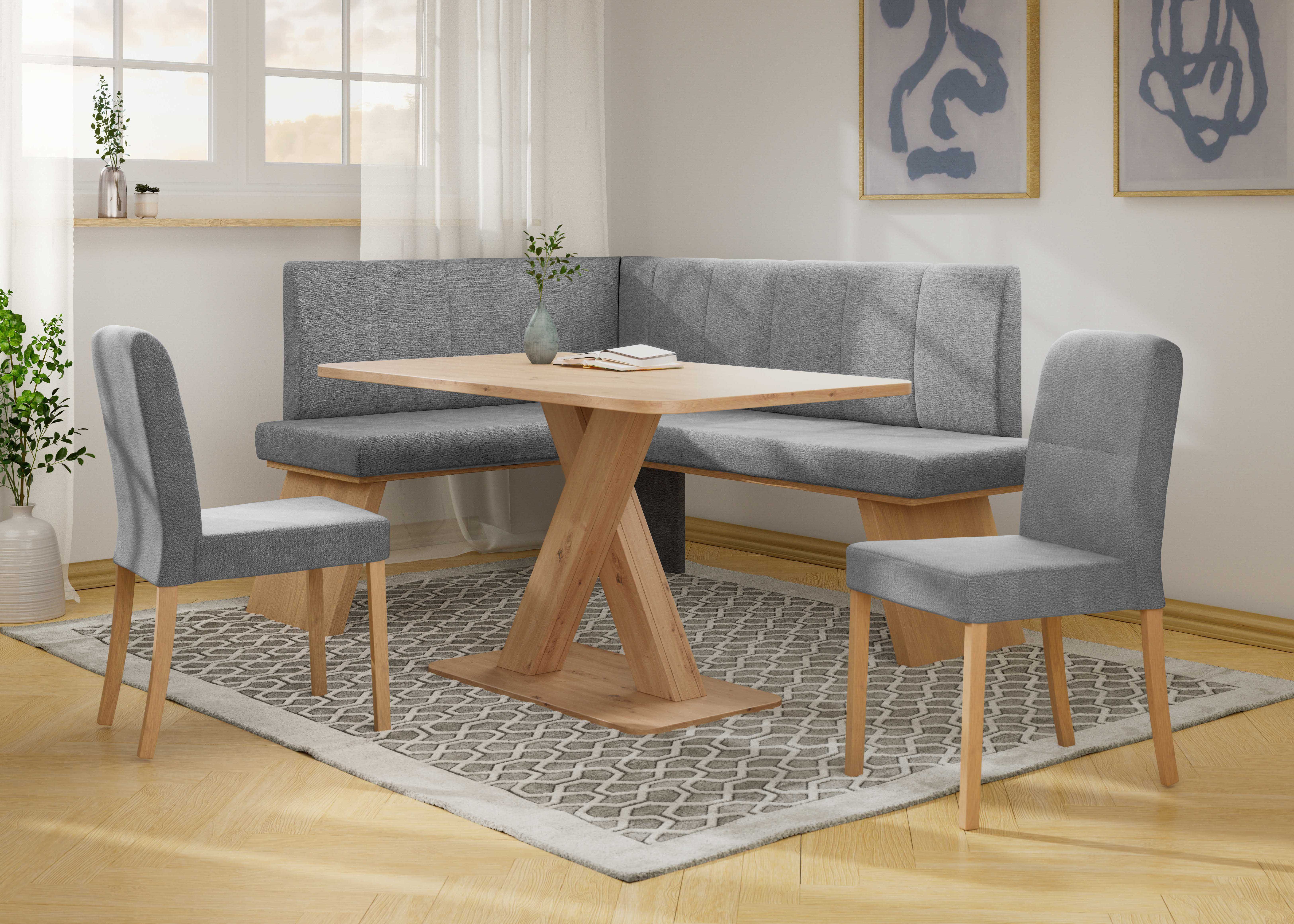 OTTO home Eckbankgruppe Nina, (Set, 4-tlg., 4er), Sitzgruppe Esszimmer Stühle Tisch und Bank bequem gepolstert