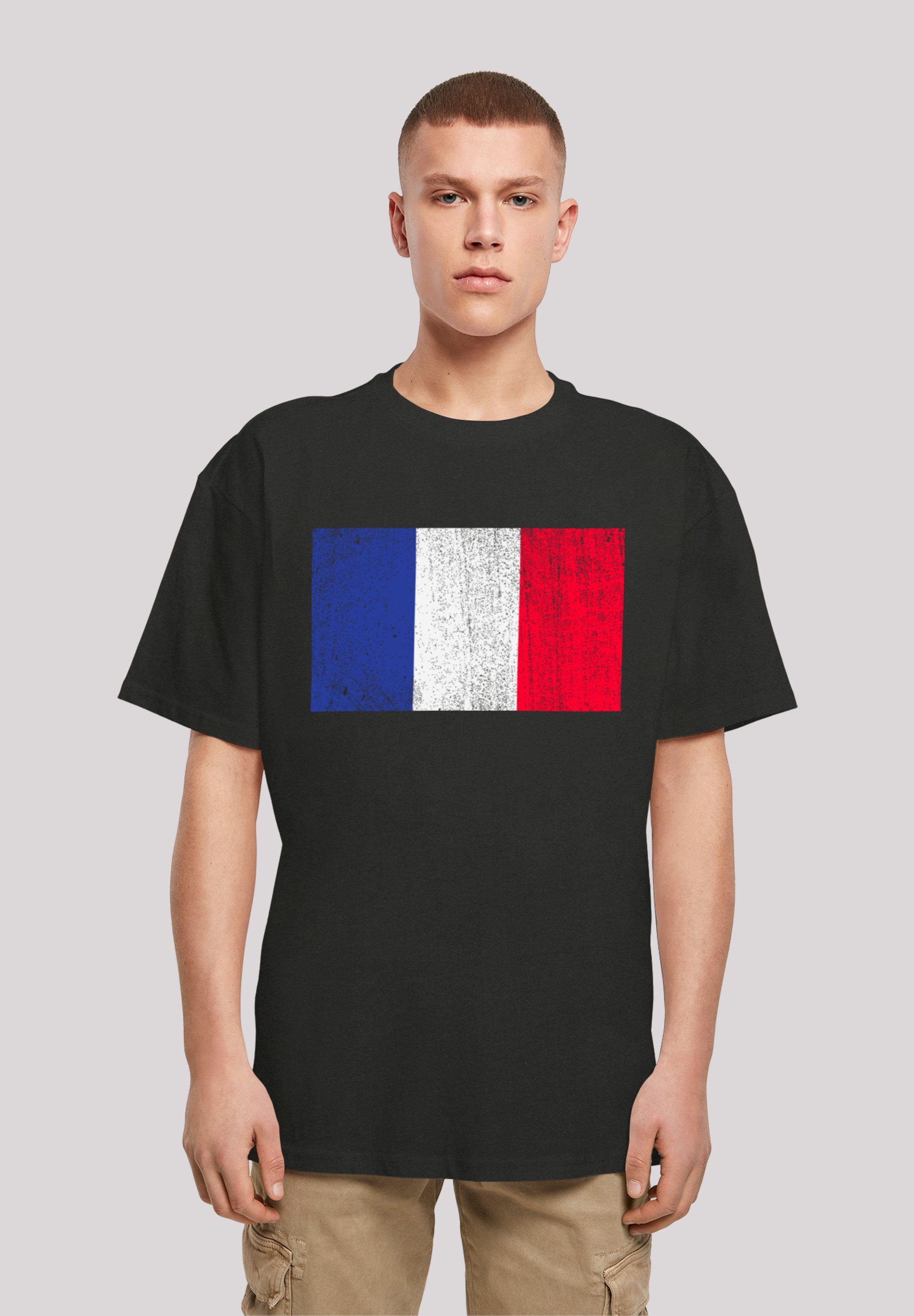 F4NT4STIC T-Shirt France Frankreich Flagge distressed Print schwarz
