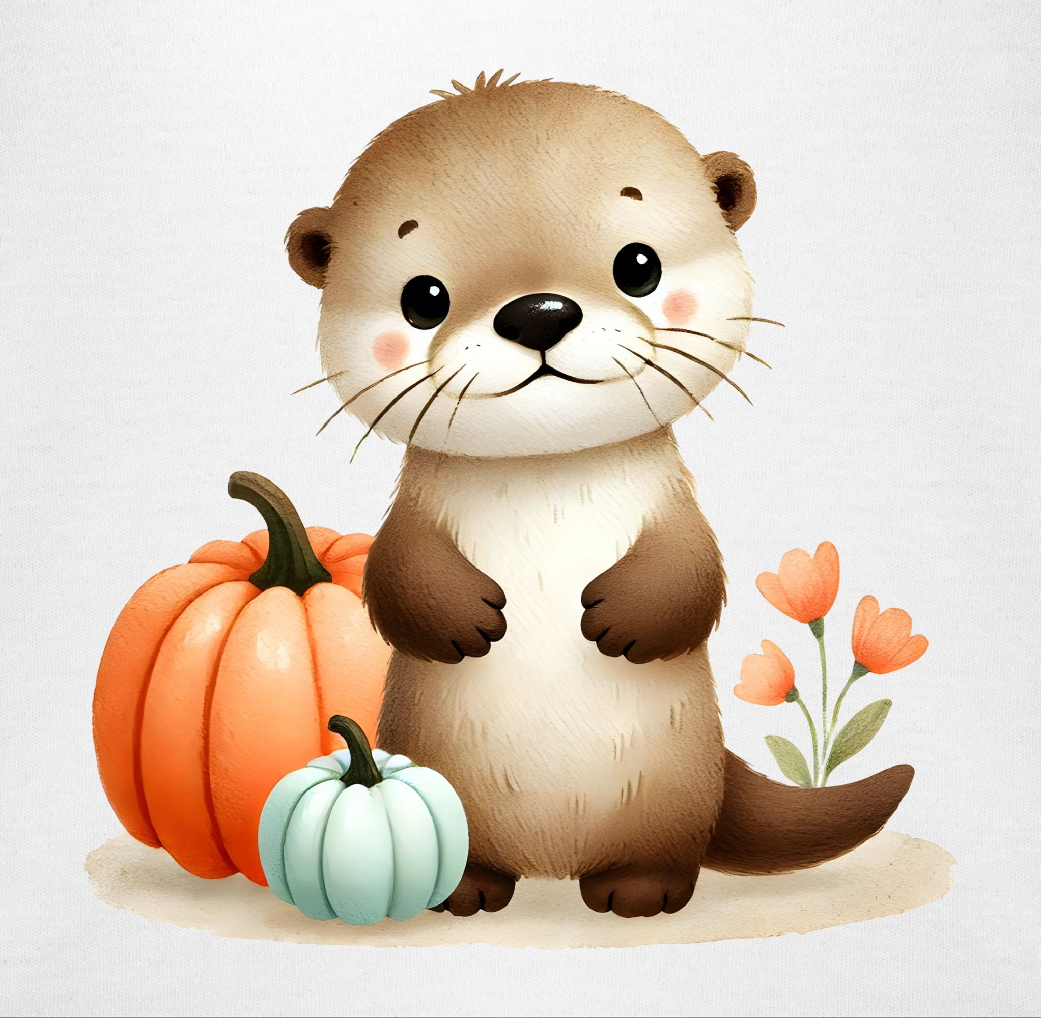 Shirtracer Lätzchen Süßer Otter mit Kürbis, Herbstliches Baby und Kinder Motiv, Niedlich, Halloween Kostüme für Baby