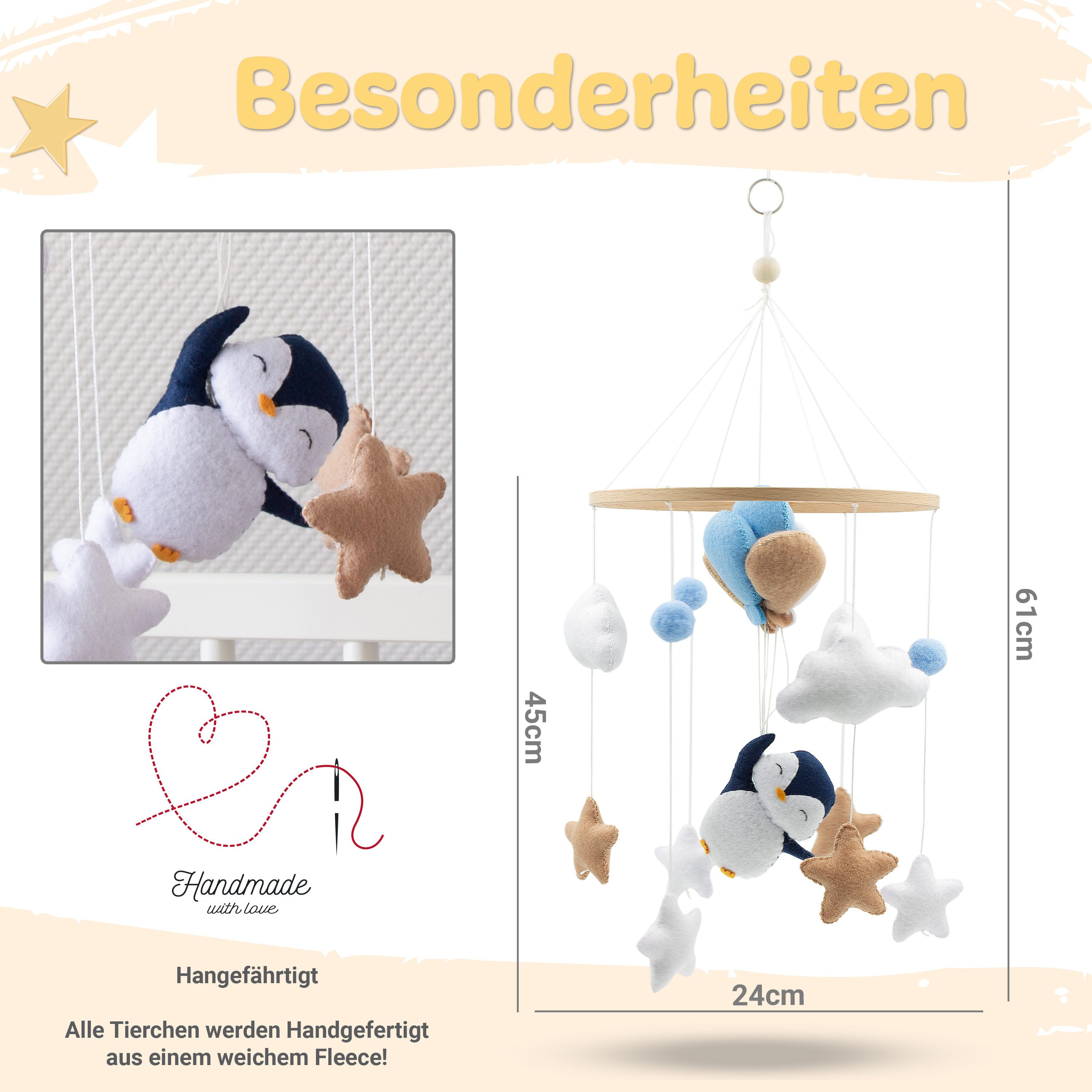 Babykajo Mobile, (1-tlg., Baby Mobile), Baby mobiles mit süßen Tierchen Designs