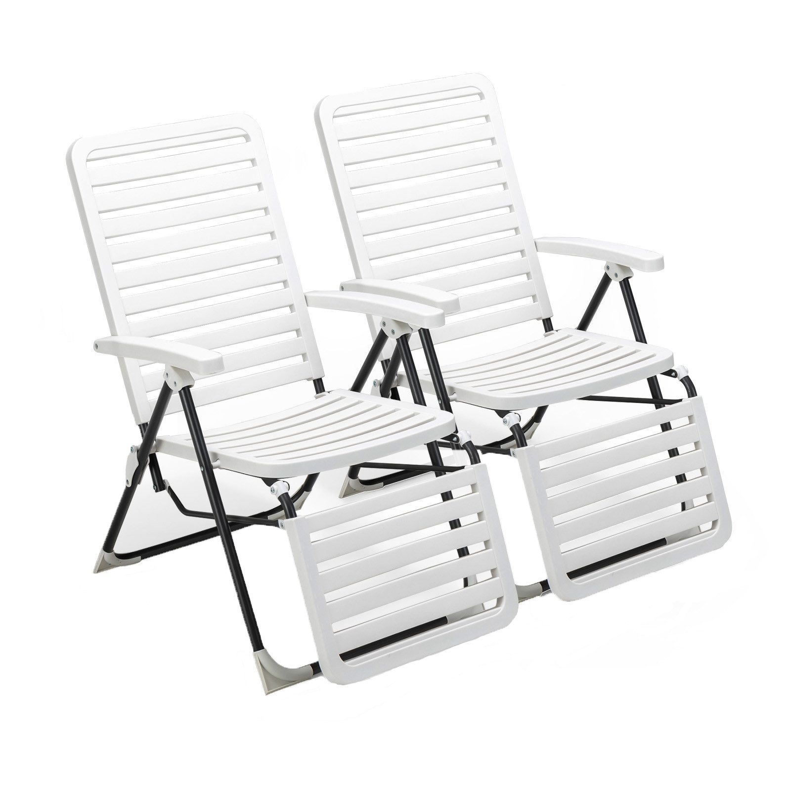COSTWAY Gartenliege Liegestuhl, 2 St., 7-Fach verstellbar, klappbar