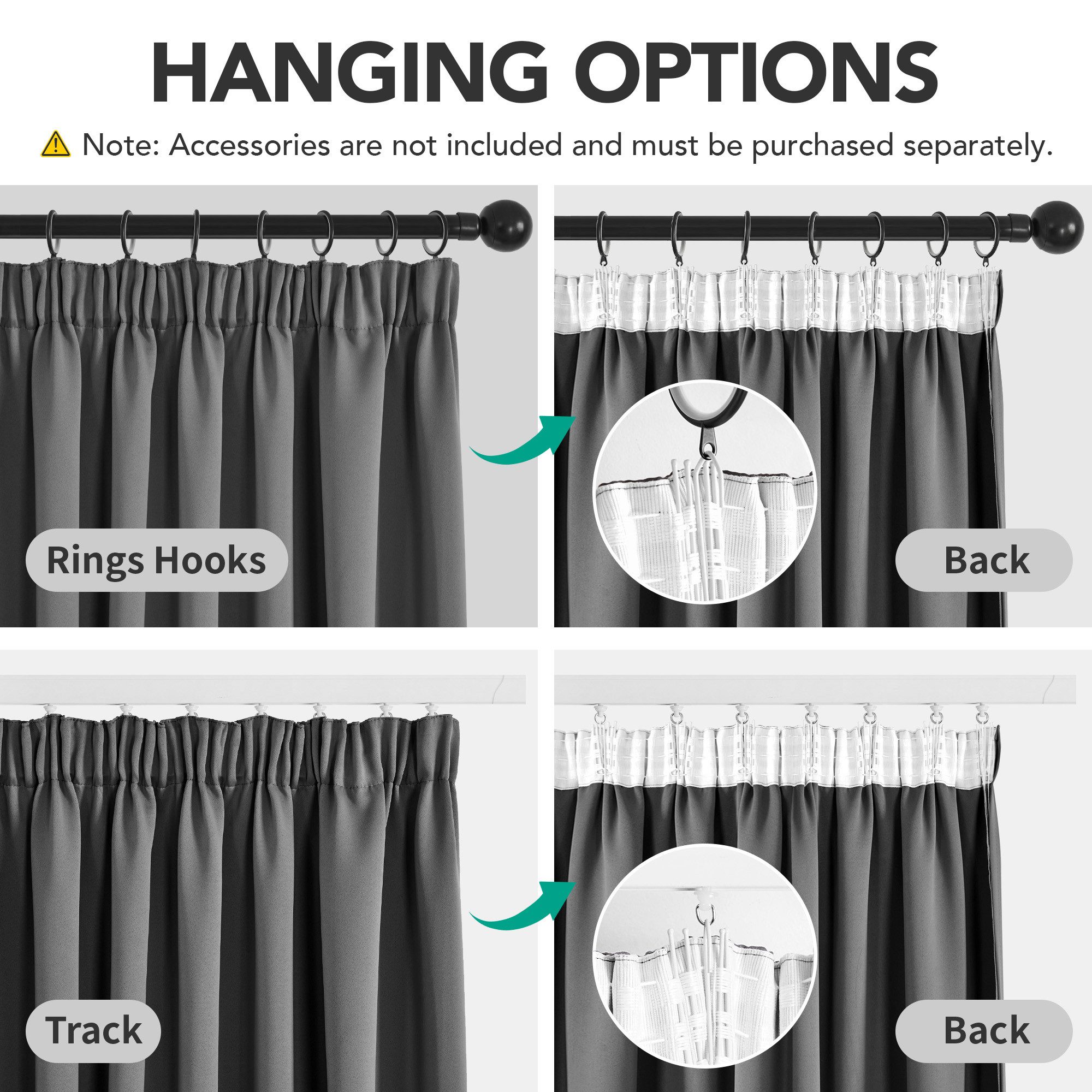 Deconovo Verdunkelungsvorhang Gardinen mit Kräuselband Blickdicht Vorhänge Kälteschutz 1 Stück, Vorhang Verdunkelung Vorhänge Kälteschutz Schlafzimmer Thermovorhang