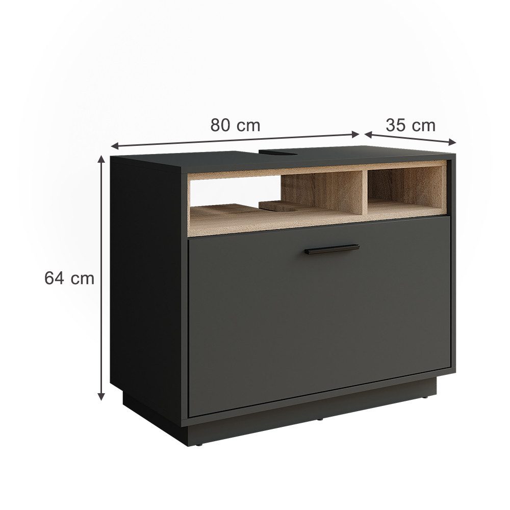 Vicco Waschbeckenunterschrank Beatrice, Anthrazit/Sonoma/Sonoma, 80 x 64 cm günstig online kaufen