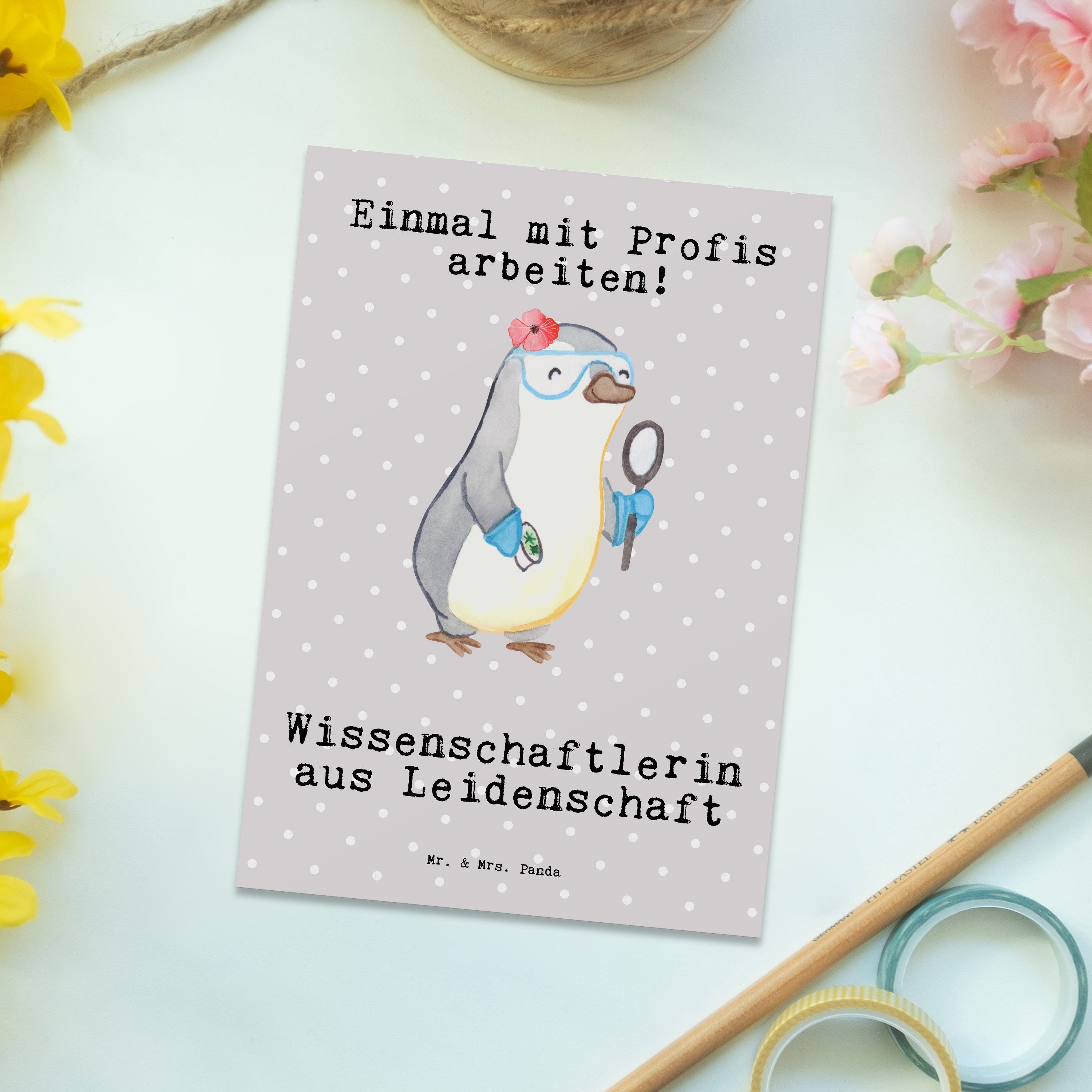 - Panda Leidenschaft & Postkarte - Grau verrück Mr. aus Pastell Wissenschaftlerin Geschenk, Mrs.