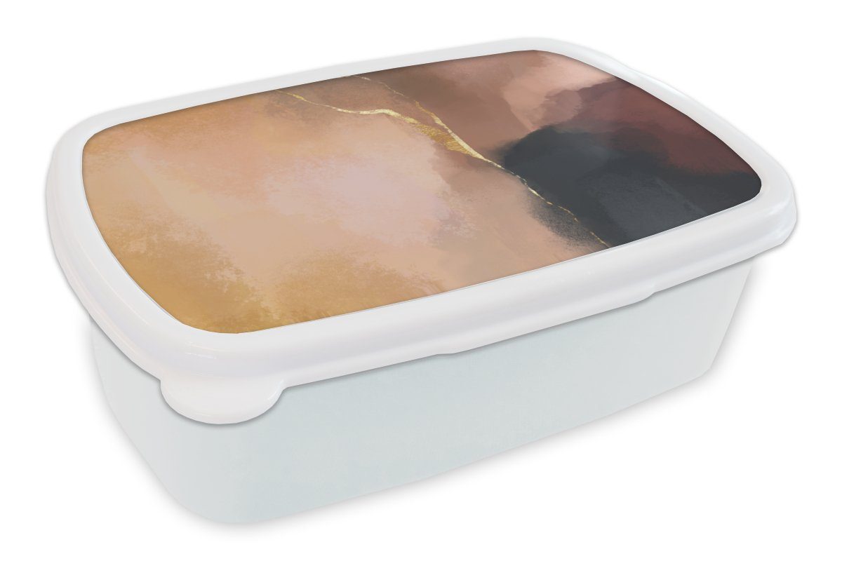 MuchoWow Lunchbox Abstrakt - Malerei - Pastell, Kunststoff, (2-tlg), Brotbox für Kinder und Erwachsene, Brotdose, für Jungs und Mädchen weiß