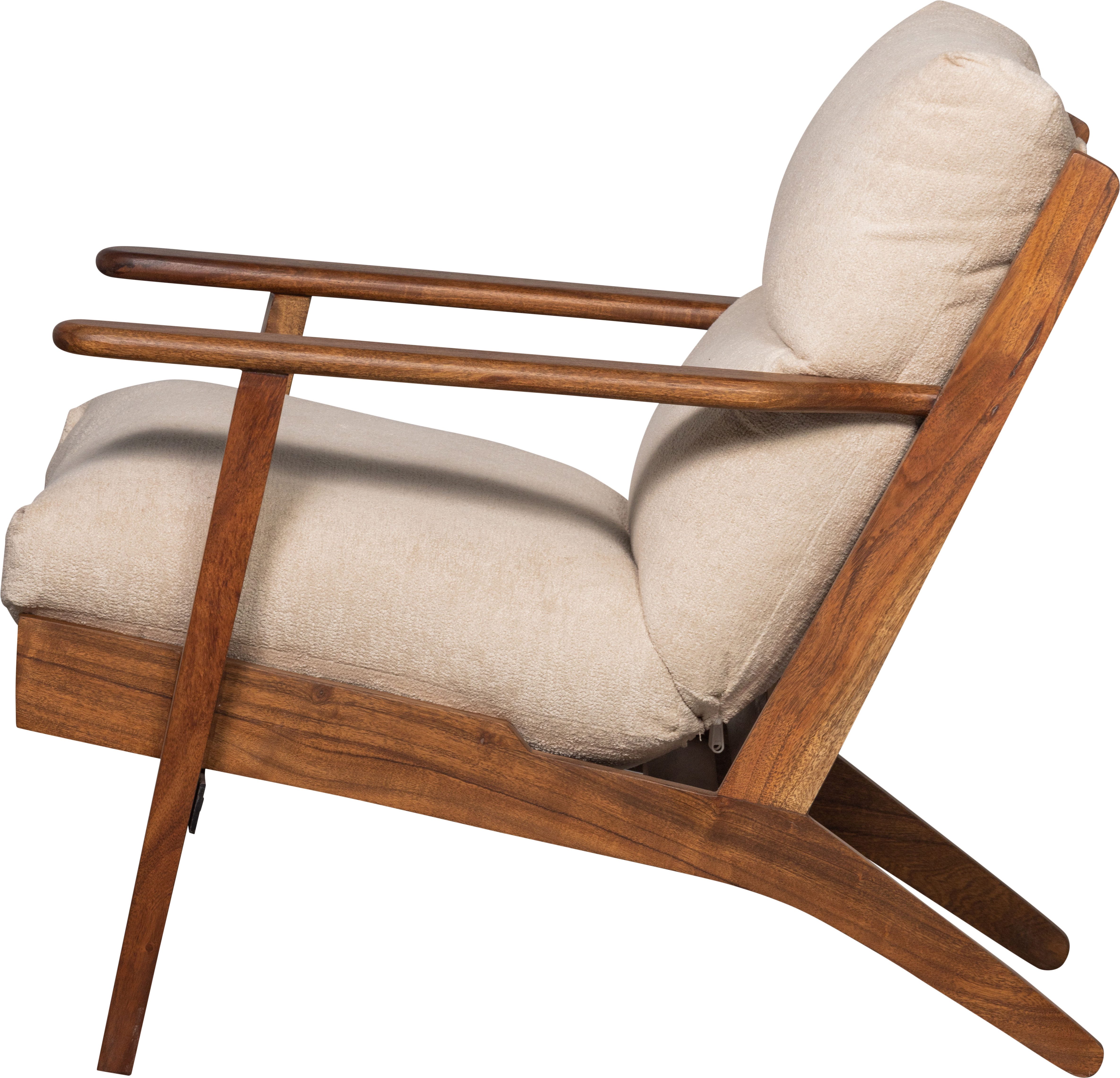 WOOOD Sessel Houston Akazienholz-Rahmen mit Bezug, H 86 x B 71 x T 71 cm, Bouclé-Bezug, Tragkraft 150 kg, einfach zu montierbar – Bild 4 von 5
