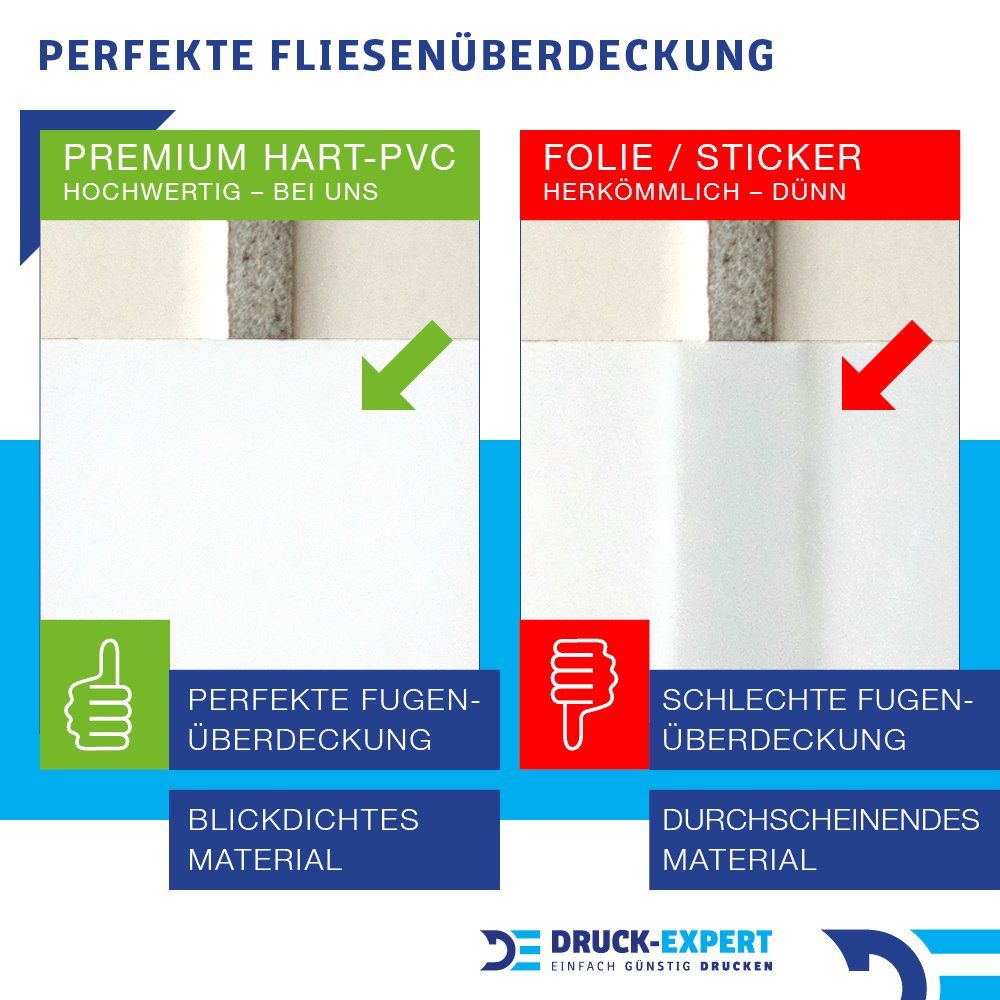 mm Premium Küchenrückwand 0,4 DRUCK-EXPERT Weiß Küchenrückwand selbstklebend Marmor Hart-PVC