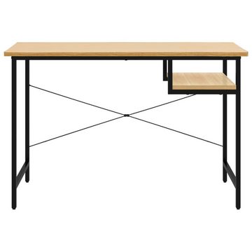 furnicato Schreibtisch Computertisch Schwarz und Eiche Hell 105x55x72 cm MDF und Metall