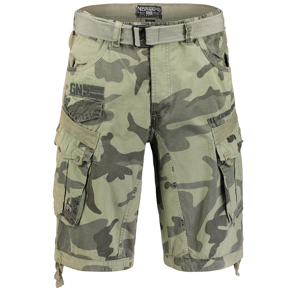 Herren Grau Brpanoramique (1-tlg) Mit Gürtel Cargoshorts Norway kurze Hose Geographical Camo